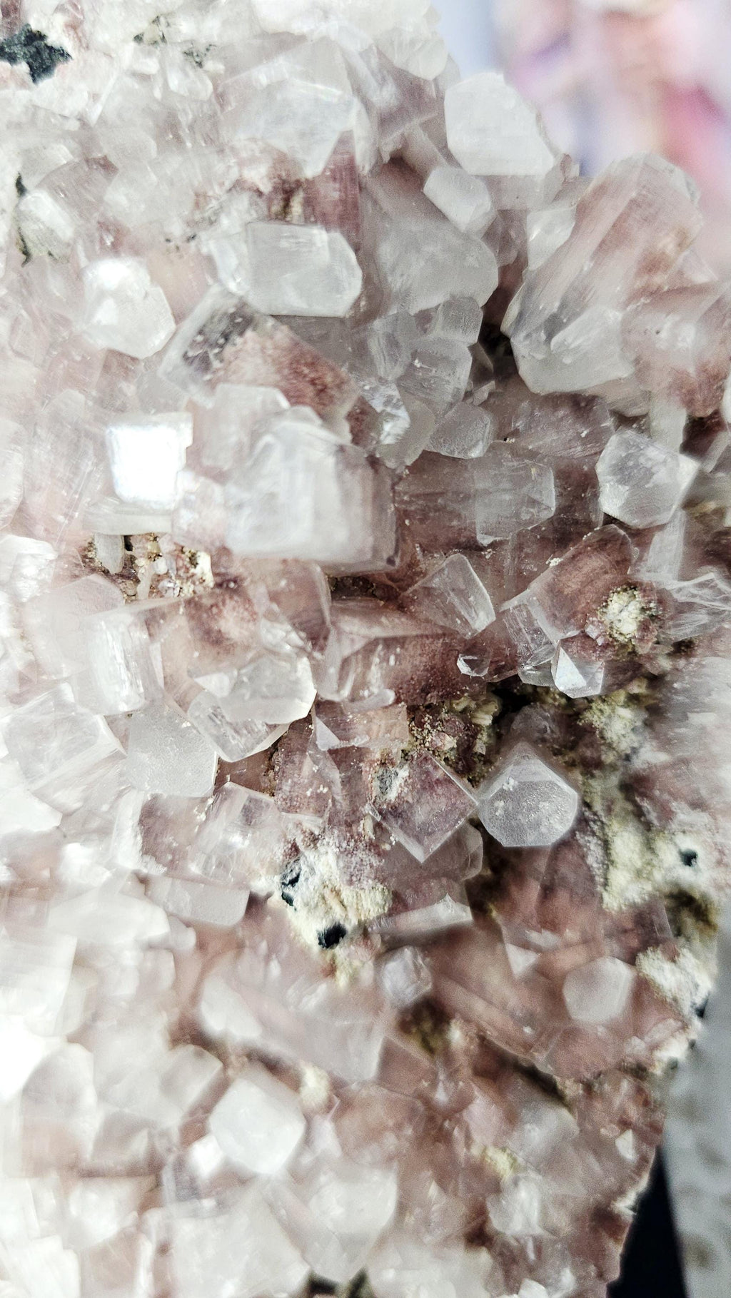 Purple Pink Cotton Candy Apophyllite Crystal Cluster, Stillbite Heulandite, India