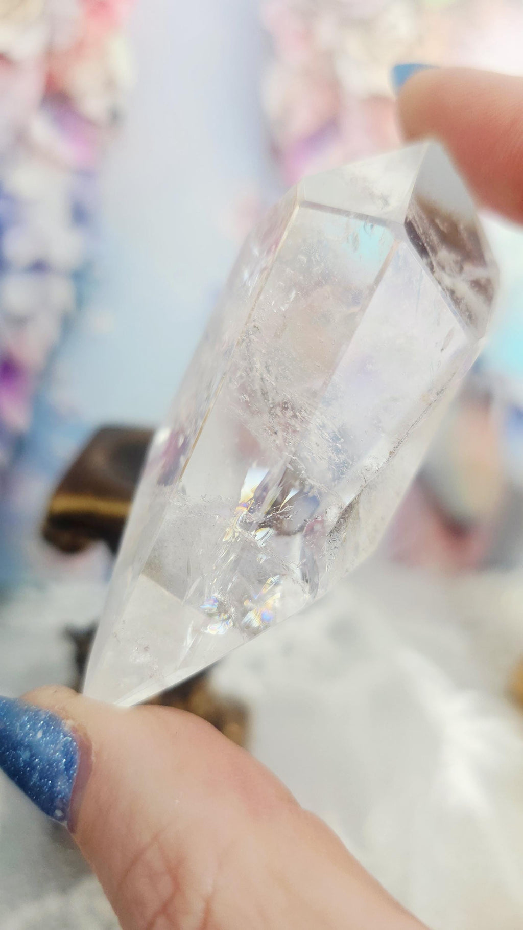 Lemurian Quartz Crystal with Rainbows, Inner Child Manifestation Stone