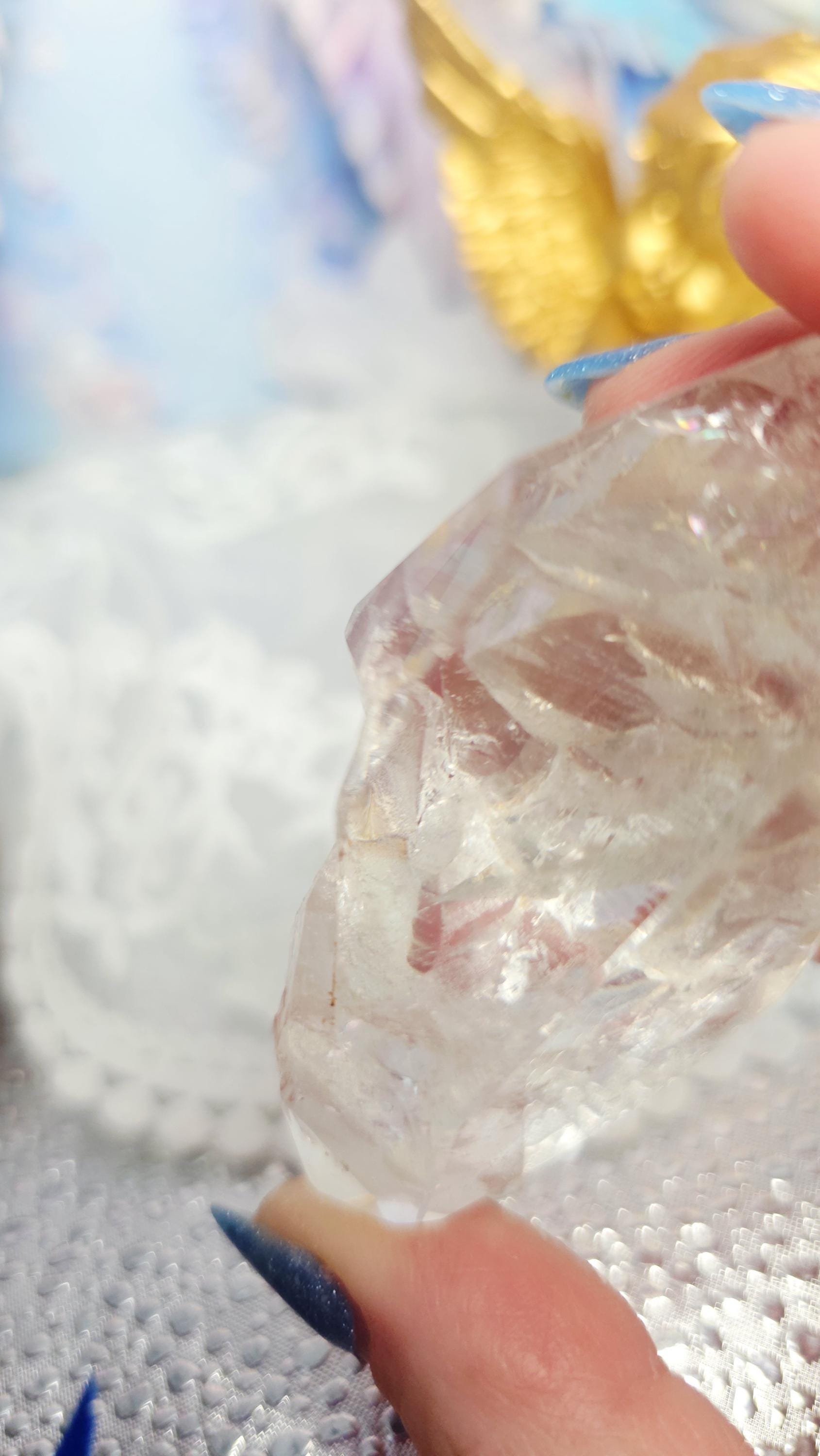 Lemurian Quartz Crystal with Garden Quartz, Rainbows, Inner Child Inclusion