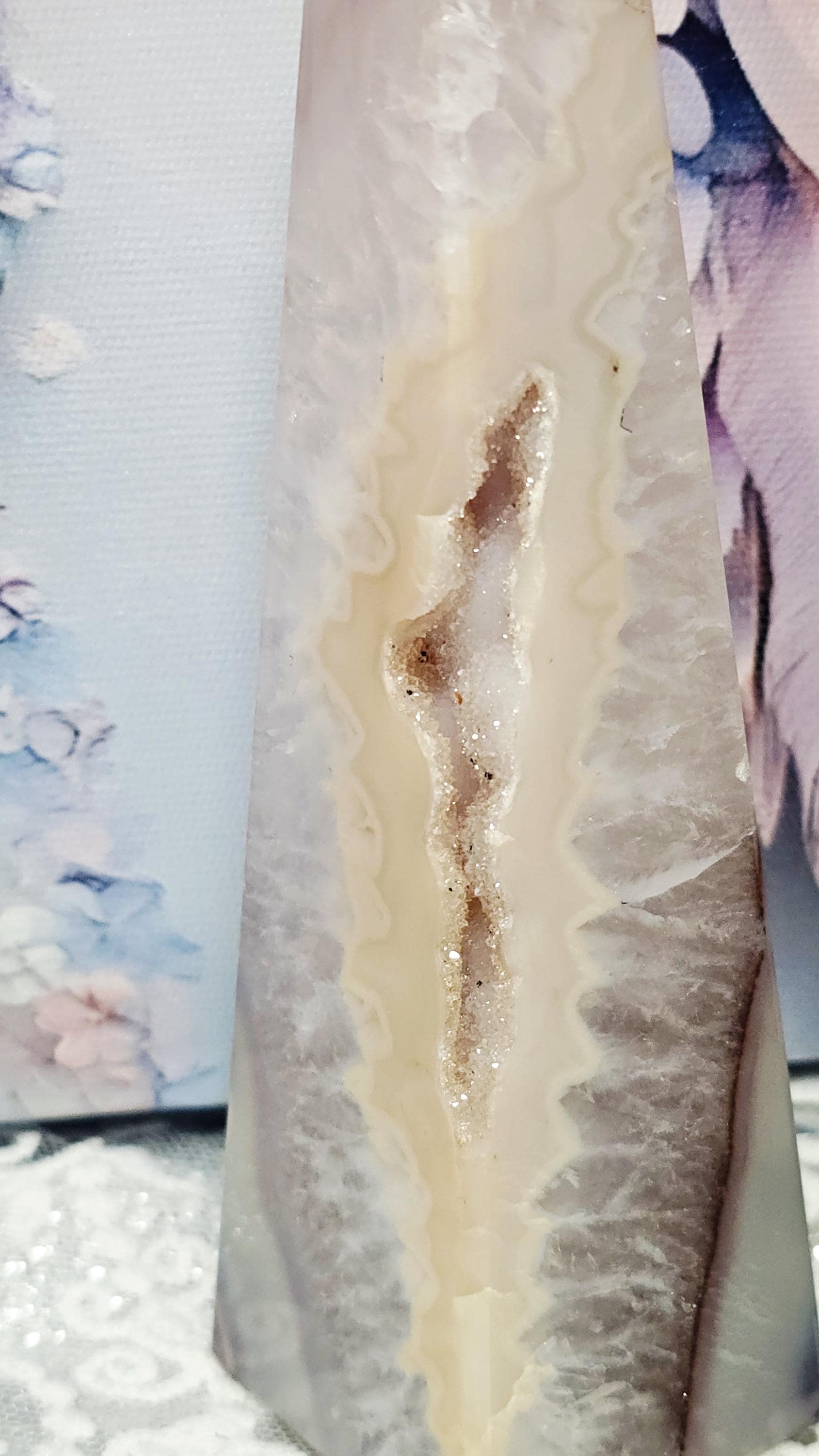 Druzy Agate Obelisk with Sugar Formation, Crystal Gift, Home Decor