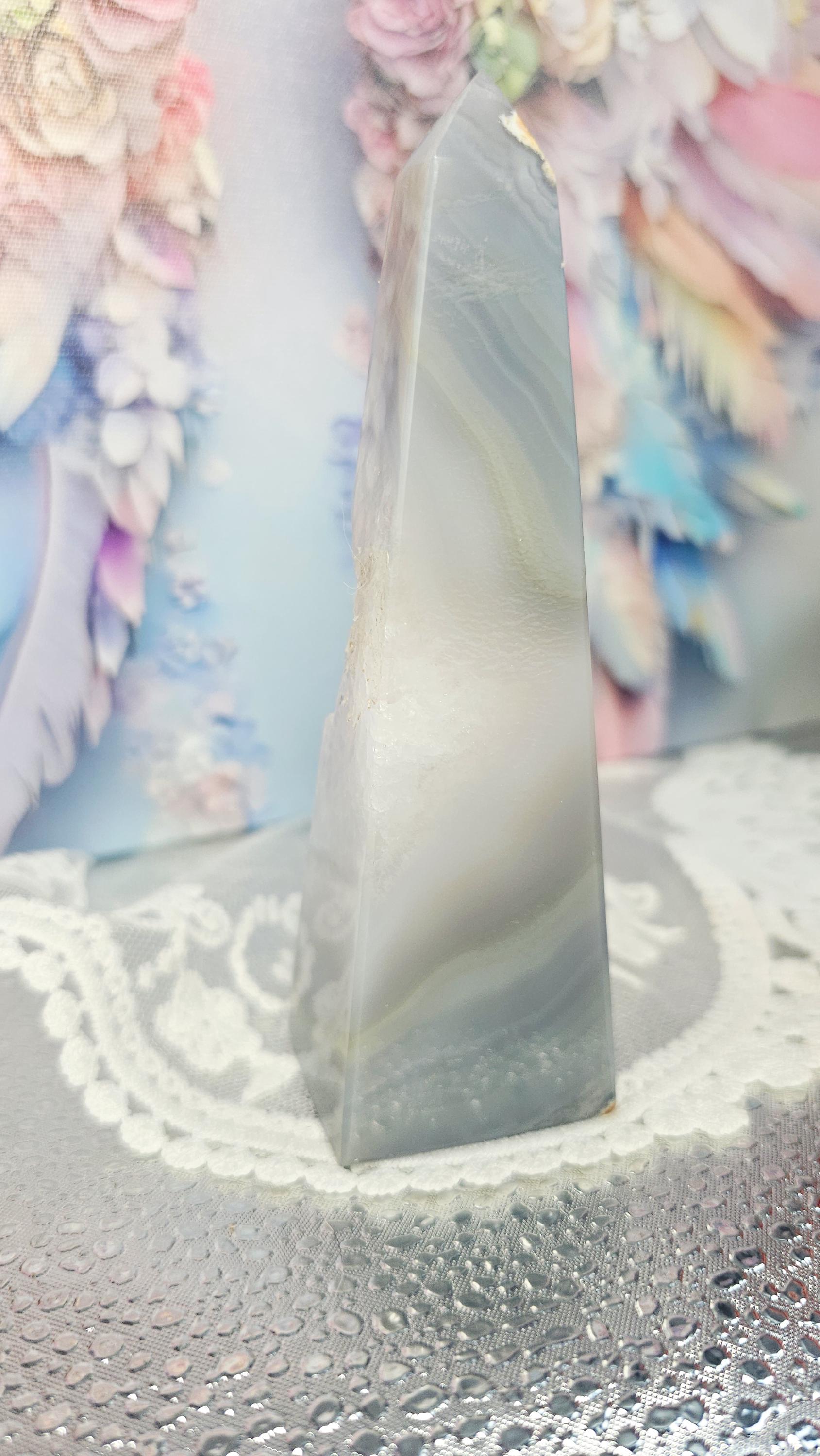 Druzy Agate Obelisk, Crystal Gift, Home Decor