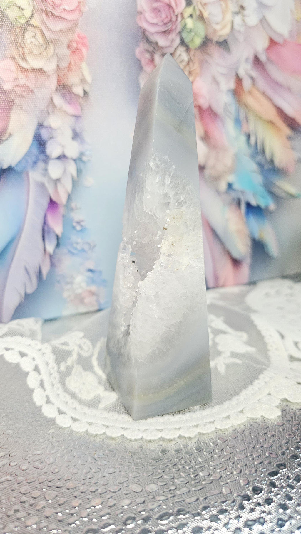 Druzy Agate Obelisk, Crystal Gift, Home Decor