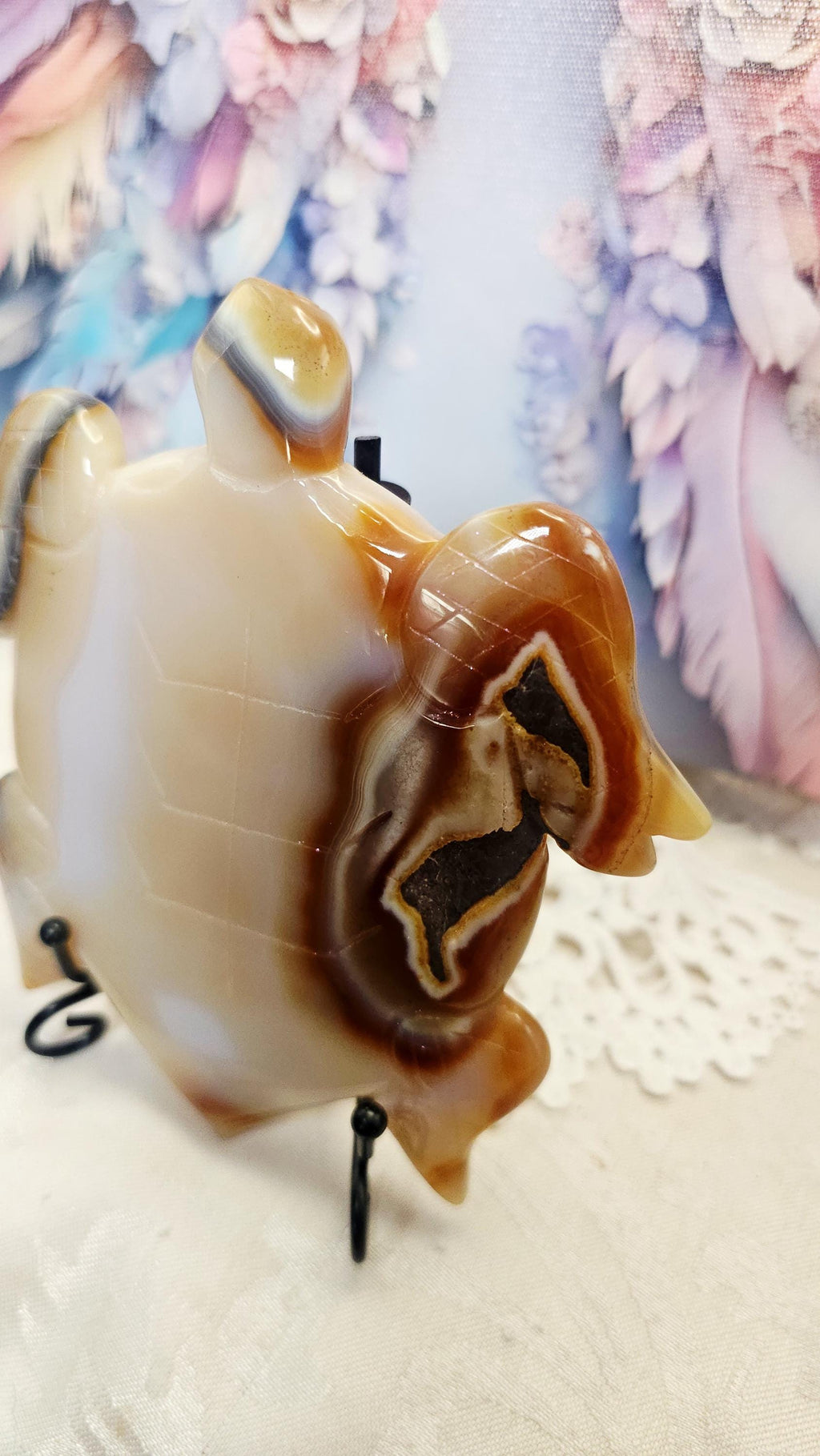 Druzy Agate Turtle Statue, Natural Crystal Home Decor Sculpture
