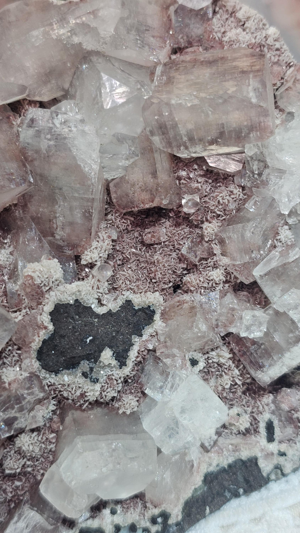 Pink Purple Cotton Candy Apophyllite Crystal Cluster, Stillbite Heulandite, India
