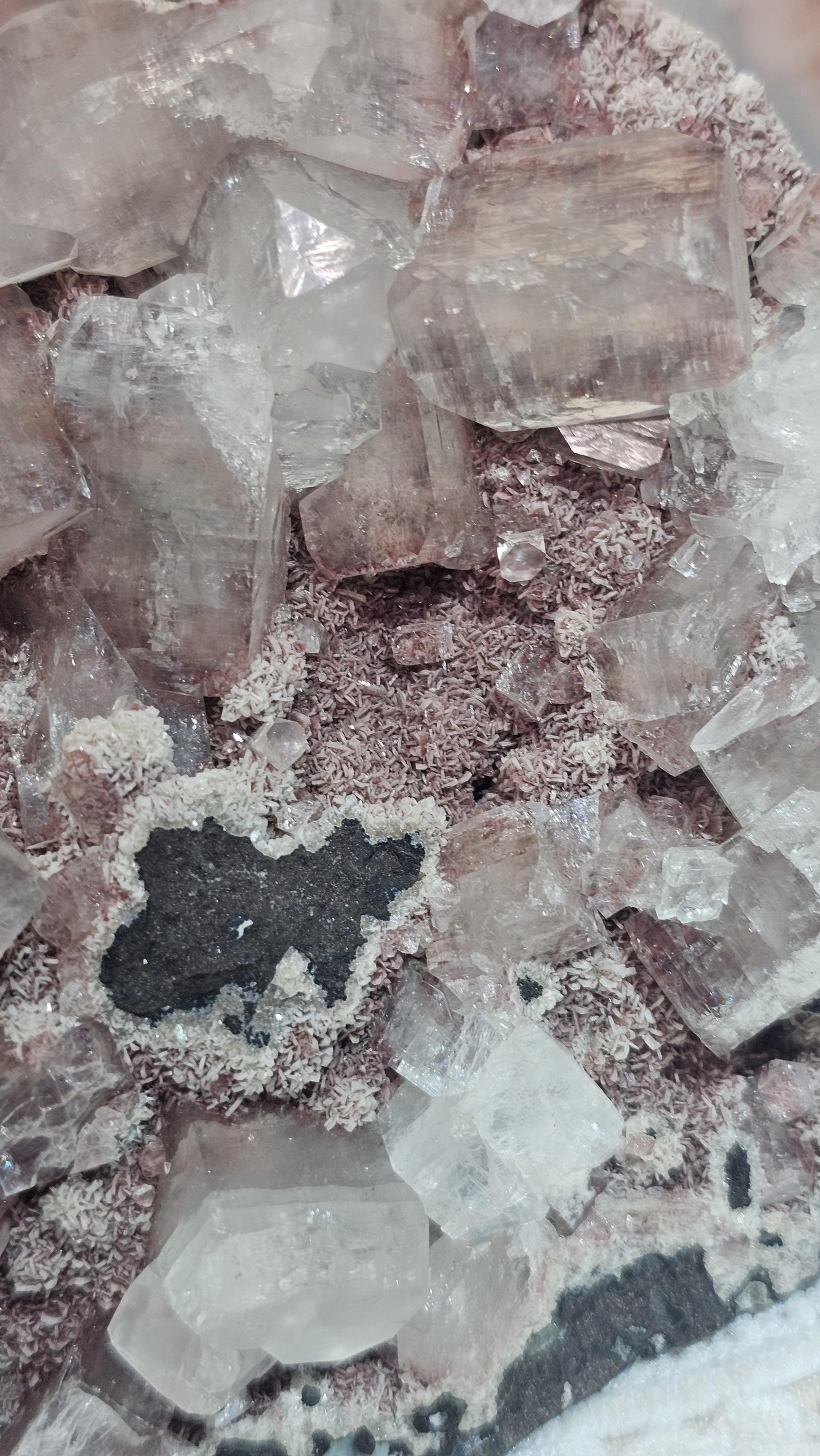 Pink Purple Cotton Candy Apophyllite Crystal Cluster, Stillbite Heulandite, India