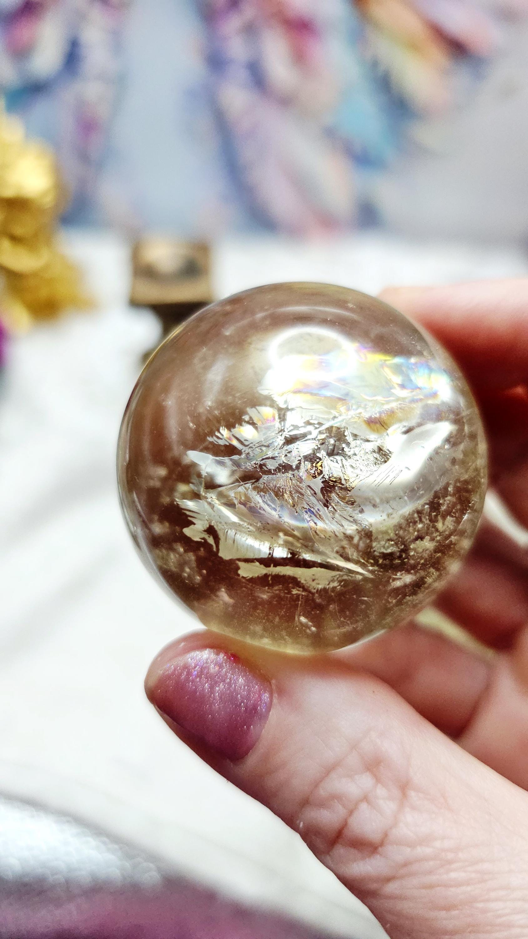 Natural Citrine Crystal Ball, Citrine Sphere, Home decor