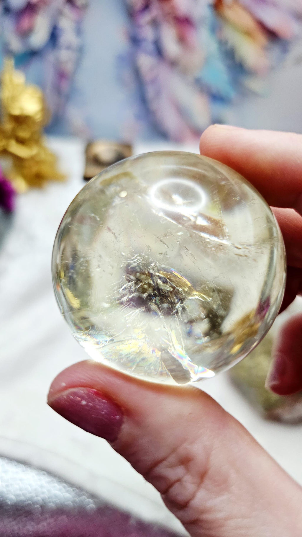 Natural Citrine Crystal Ball, Citrine Sphere, Home decor