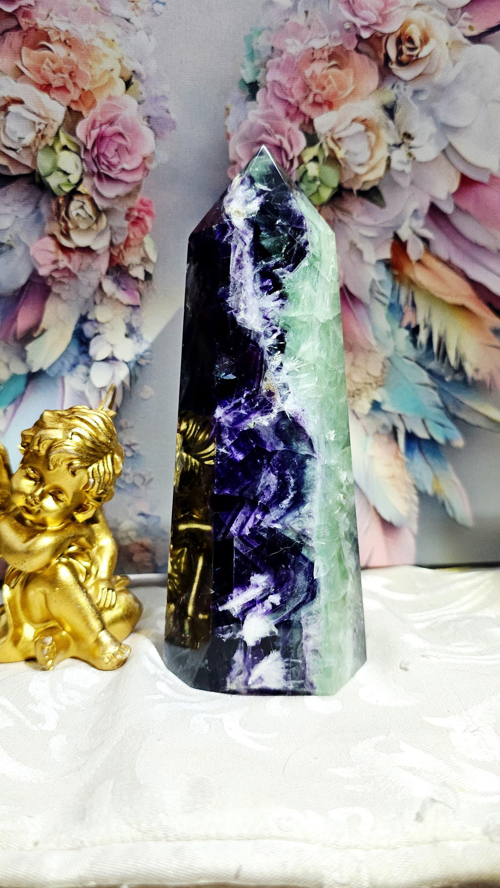Rainbow Fluorite Tower, Large Fluorite, Crystal Gift, Home Decor,