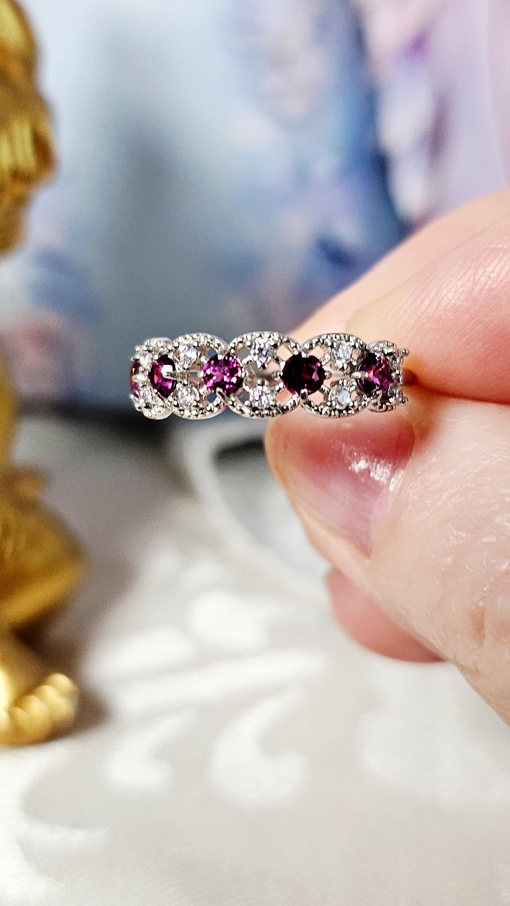 Pink Tourmaline 925 Silver Adjustable Ring, Natural Crystal, Peaceful Protection