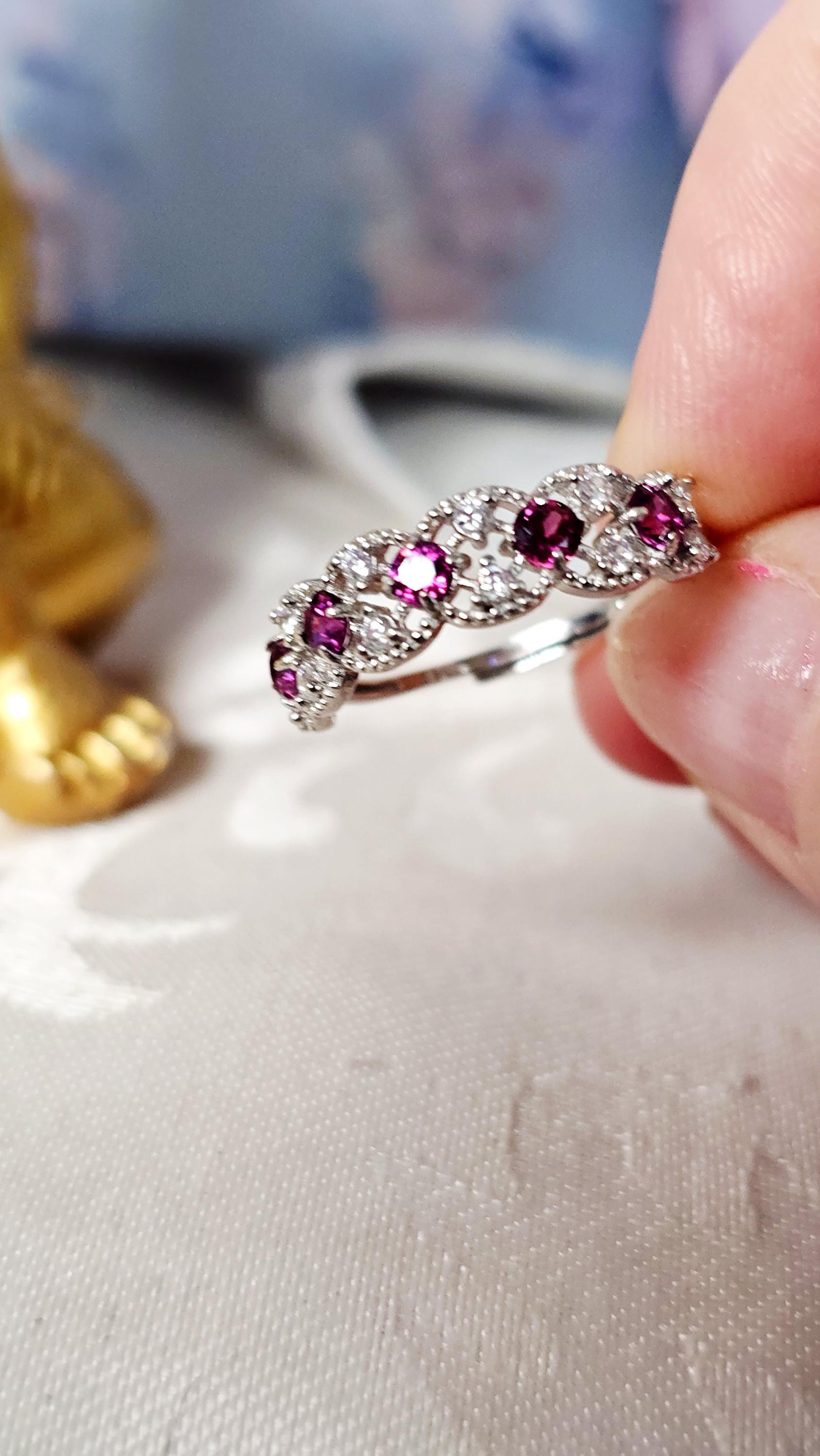 Pink Tourmaline 925 Silver Adjustable Ring, Natural Crystal, Peaceful Protection