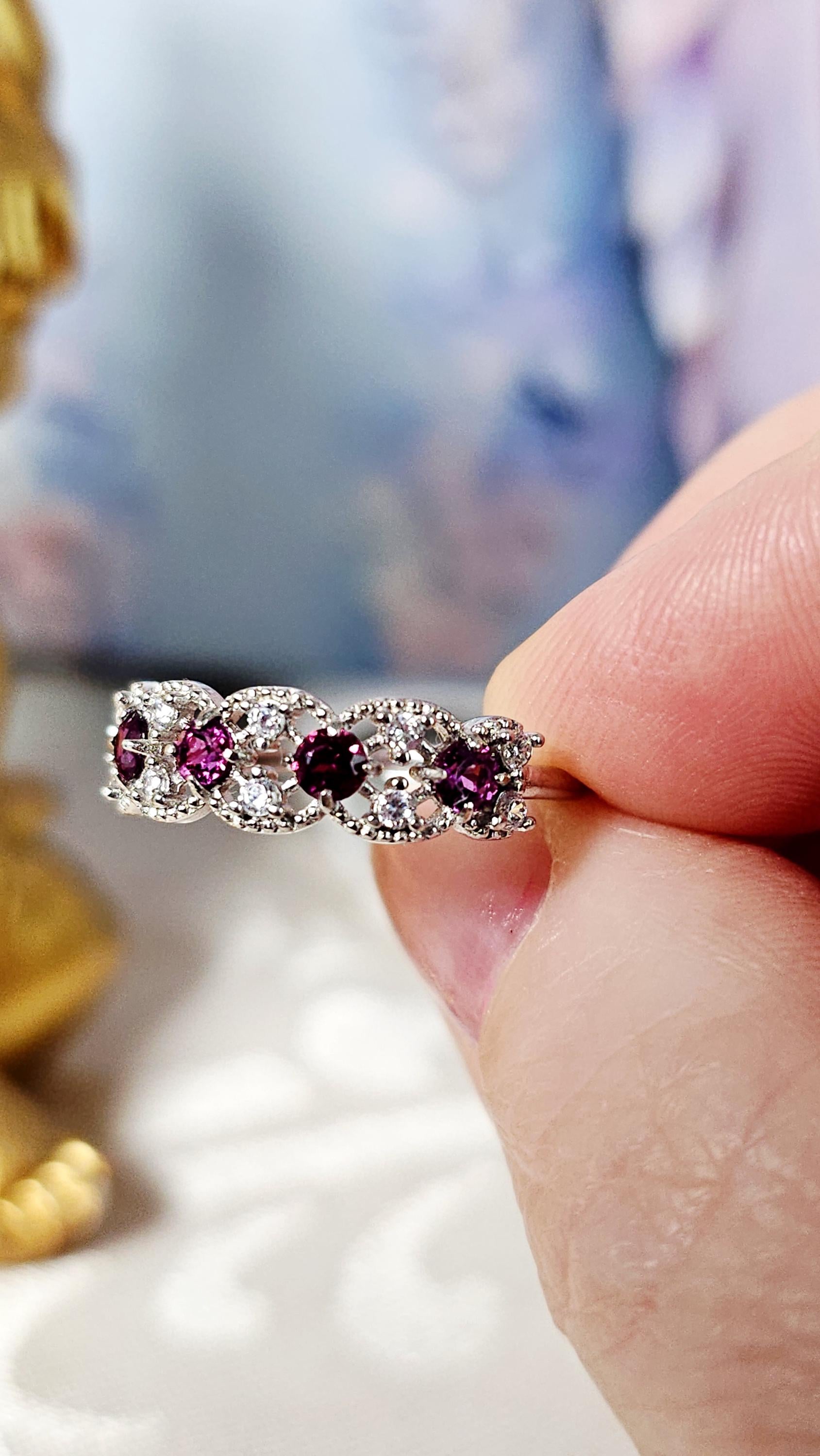 Pink Tourmaline 925 Silver Adjustable Ring, Natural Crystal, Peaceful Protection
