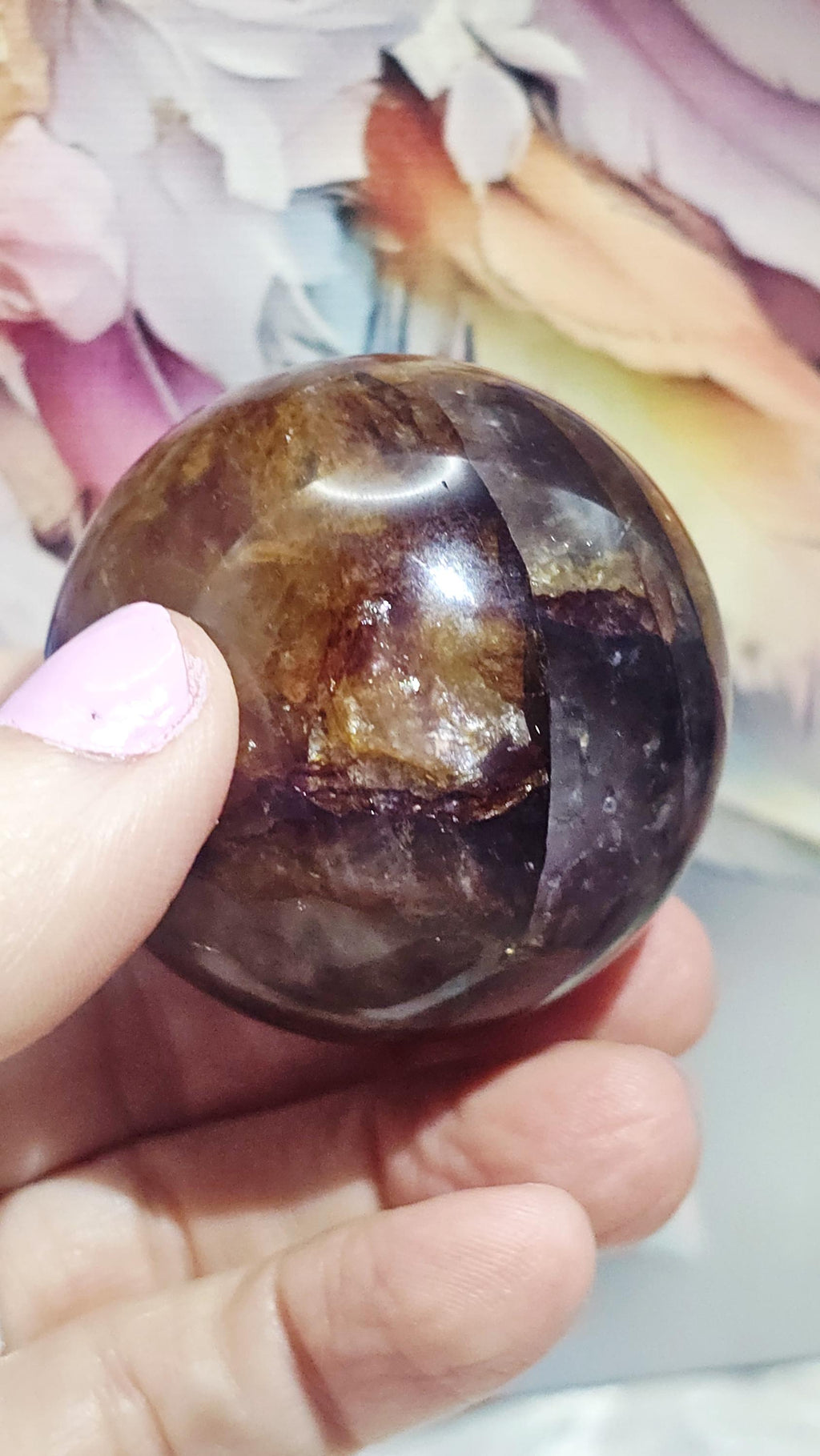 Golden Fire Quartz Sphere, Golden Healer Crystal, Rainbow Inclusion, Meditation Tool