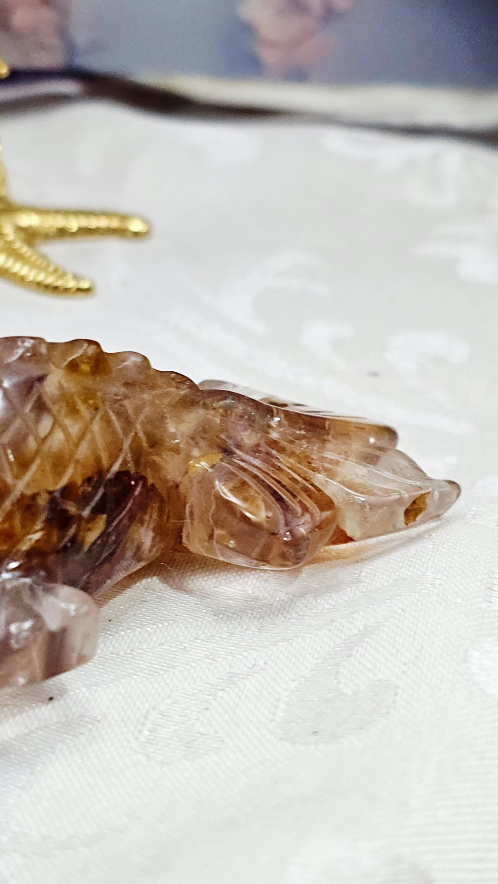 Golden Fire Quartz Fish, Golden Healer, Feng Shui Wealth Symbol, Home Decor, Meditation Tool