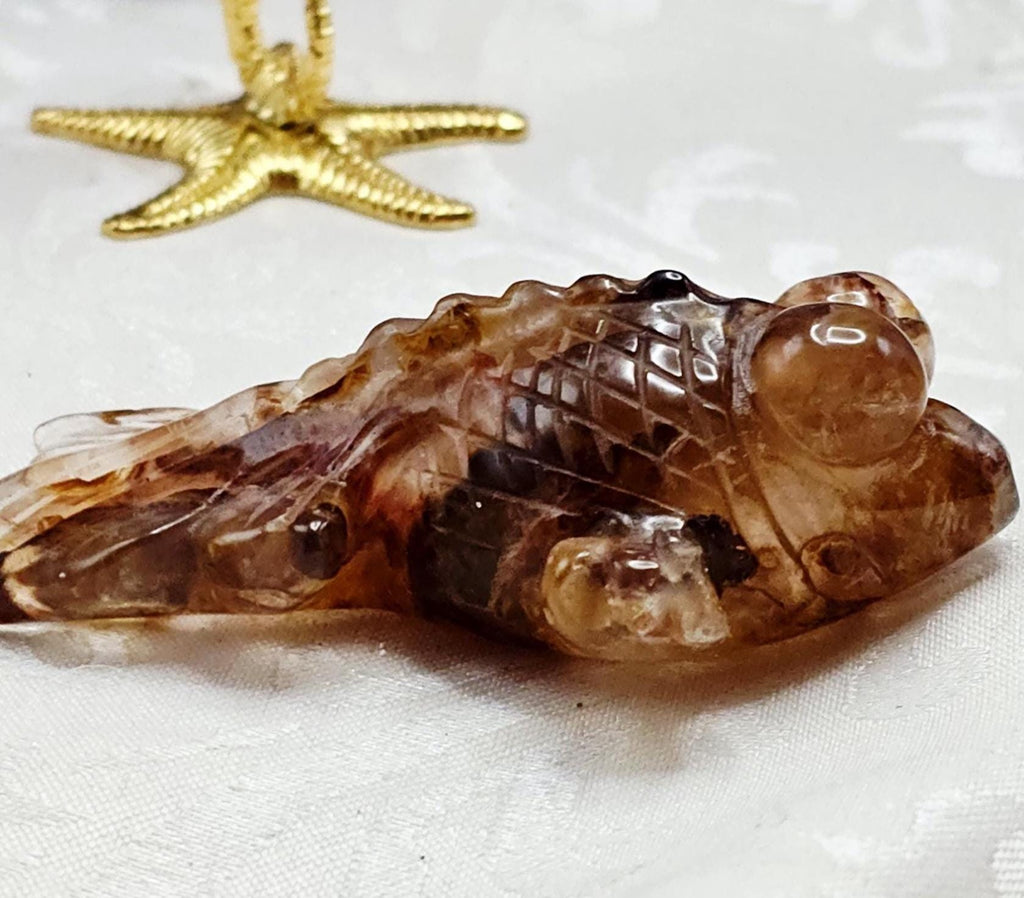 Golden Fire Quartz Fish, Golden Healer, Feng Shui Wealth Symbol, Home Decor, Meditation Tool