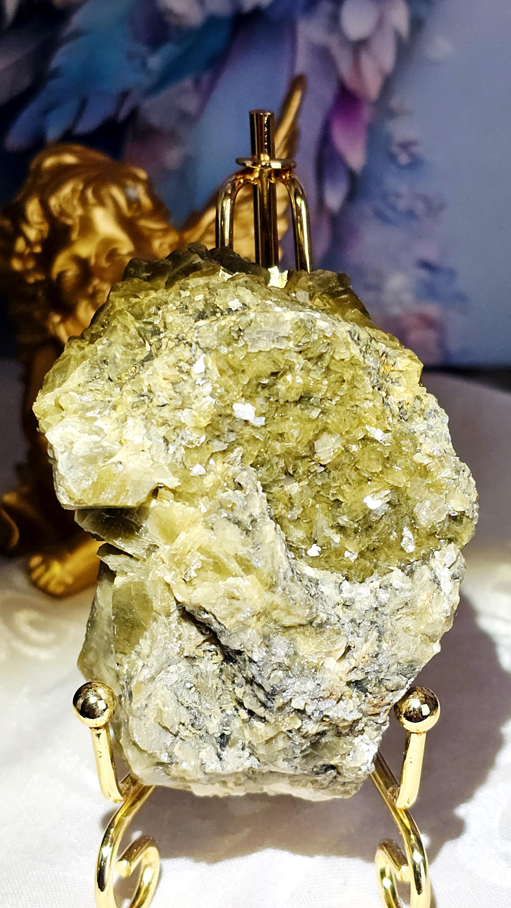 Green Barite, Calcite with Rainbows Specimen