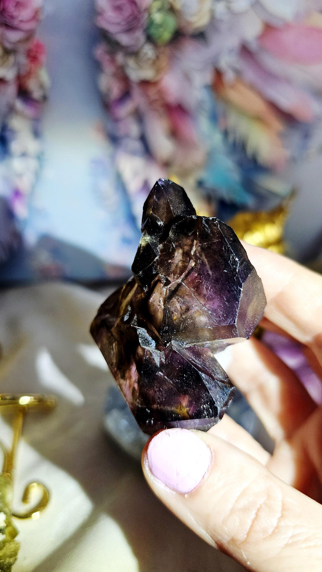 Elestial Amethyst & Smoky Quartz, Sceptered Growth, Espírito Santo, Brazil