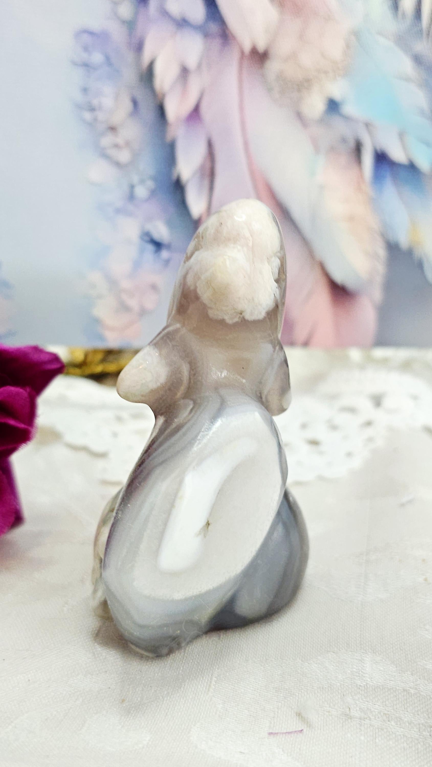 Green Flower Agate Dolphin , Sea Life, Crystal Home Decor,