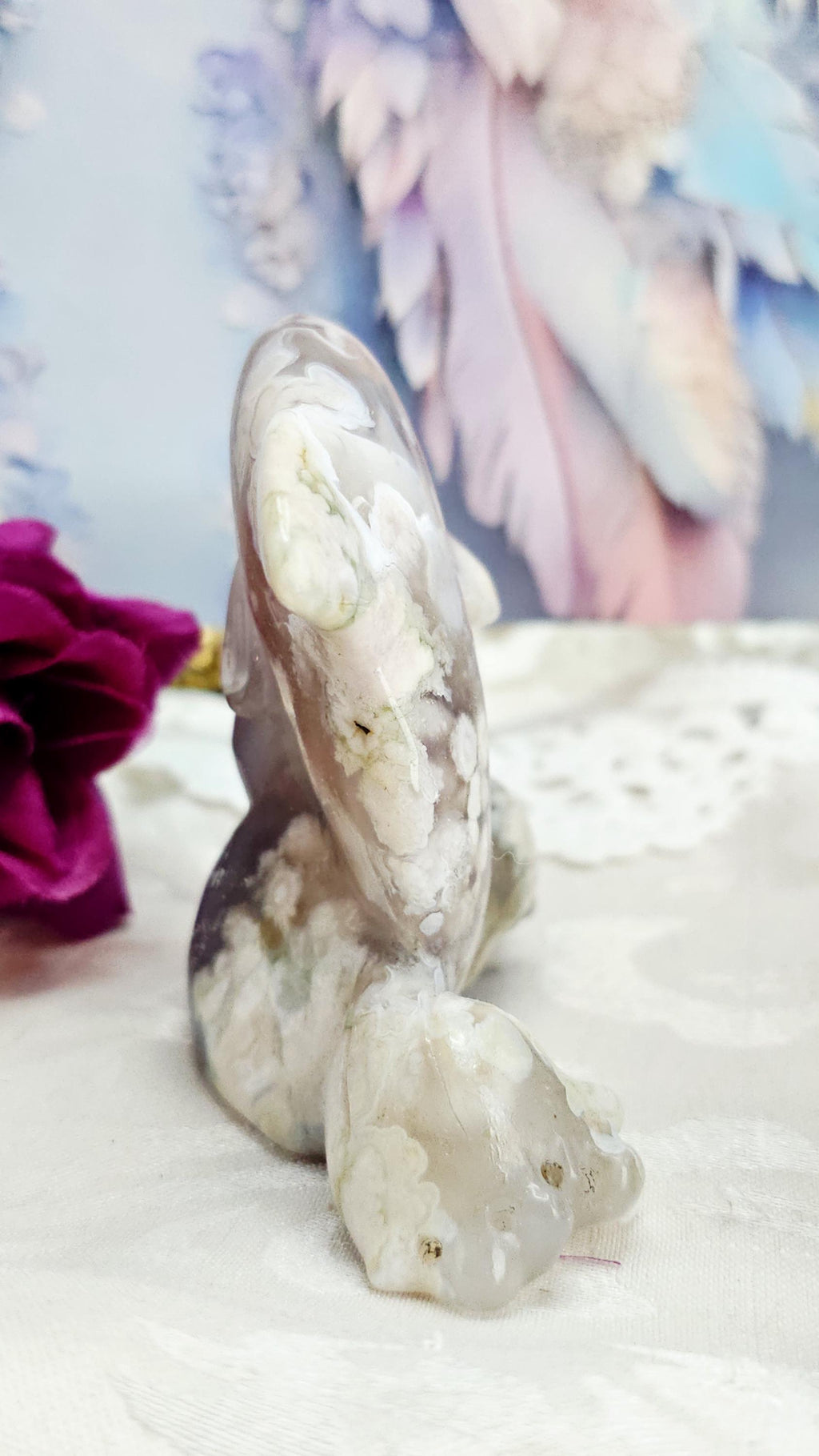 Green Flower Agate Dolphin , Sea Life, Crystal Home Decor,