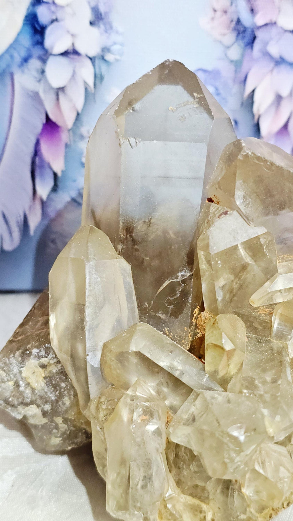 Natural Smoky Citrine Quartz Cluster, Non-Heated Grounding Crystal (4.75x4 inches)