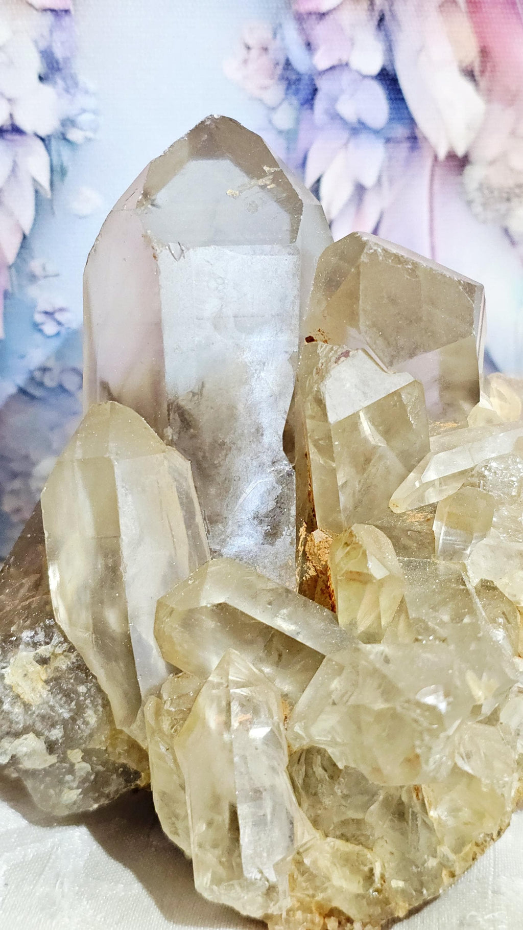 Natural Smoky Citrine Quartz Cluster, Non-Heated Grounding Crystal (4.75x4 inches)