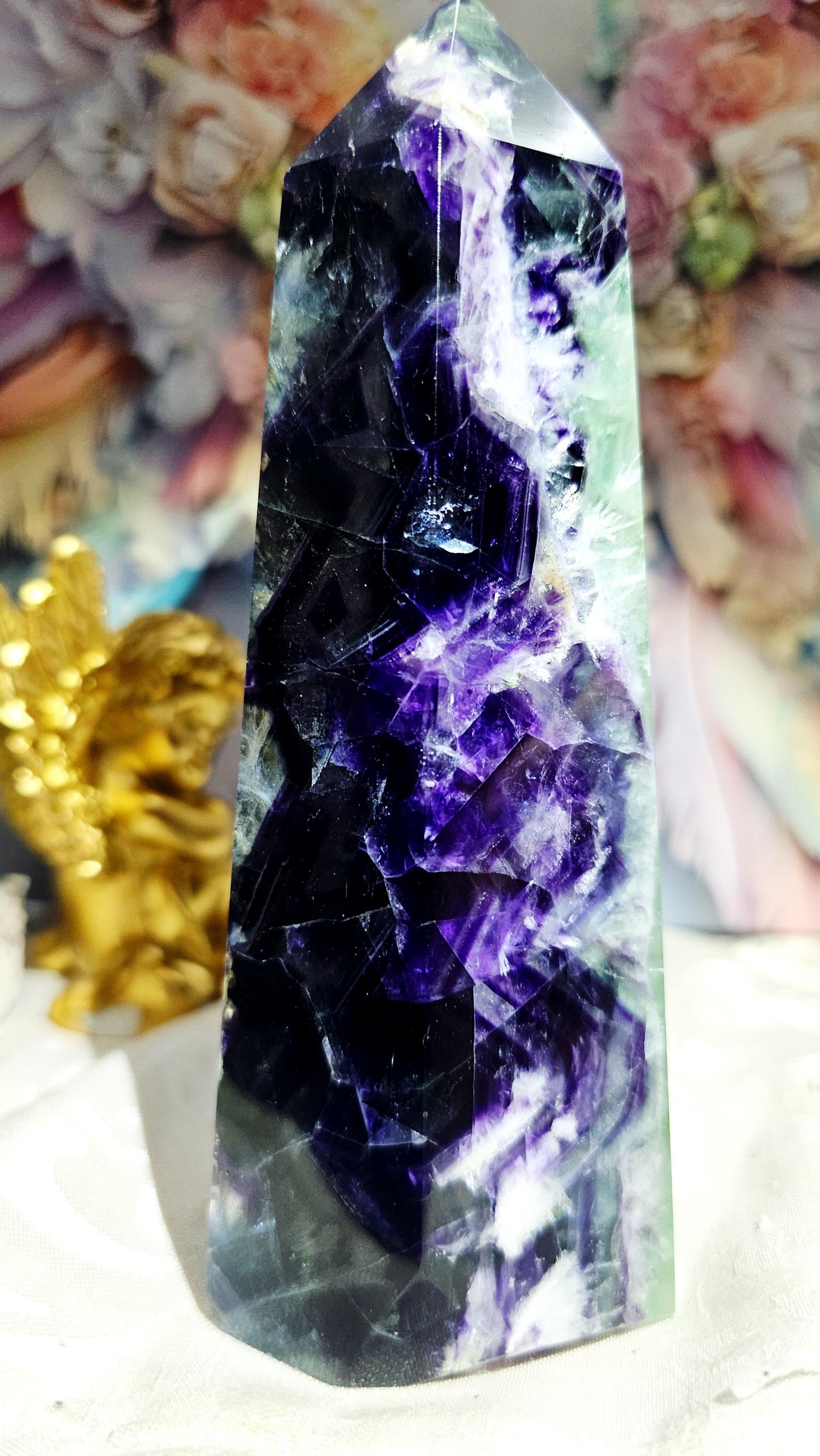Rainbow Fluorite Tower, Large Fluorite, Crystal Gift, Home Decor,
