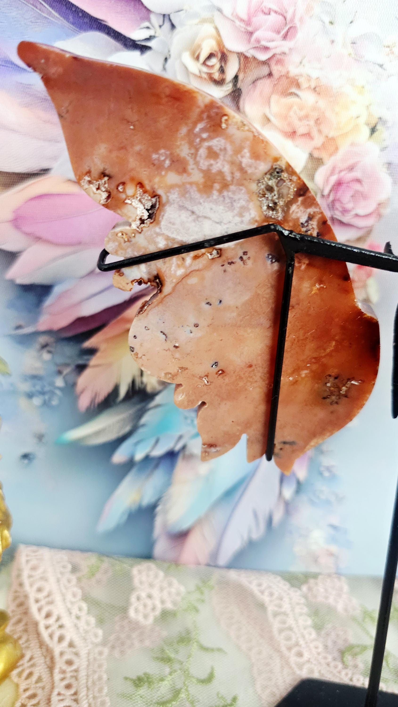 Carnelian Wings on a Stand, Crystal Home Decor, Gift