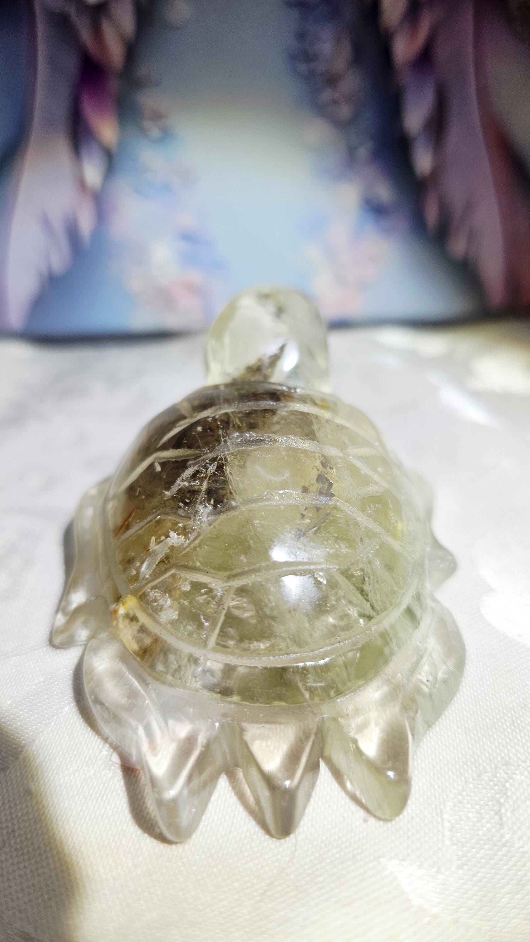 Natural Garden Quartz Turtle, Non-Heated Citrine Crystal Home Decor