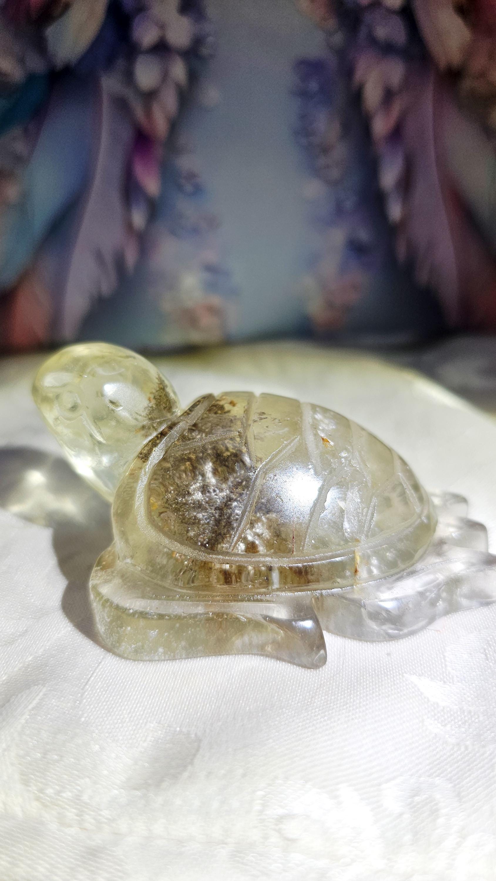 Natural Garden Quartz Turtle, Non-Heated Citrine Crystal Home Decor