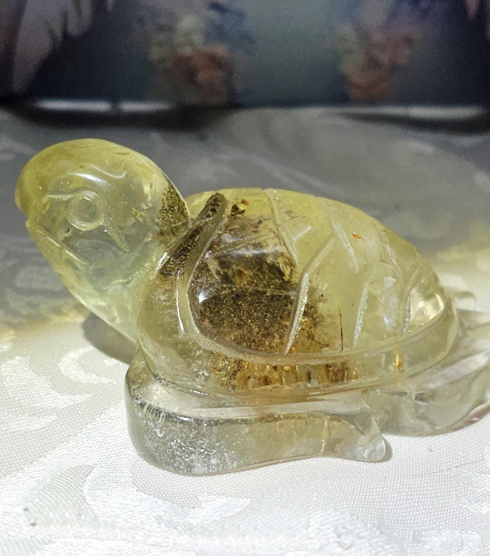 Natural Garden Quartz Turtle, Non-Heated Citrine Crystal Home Decor