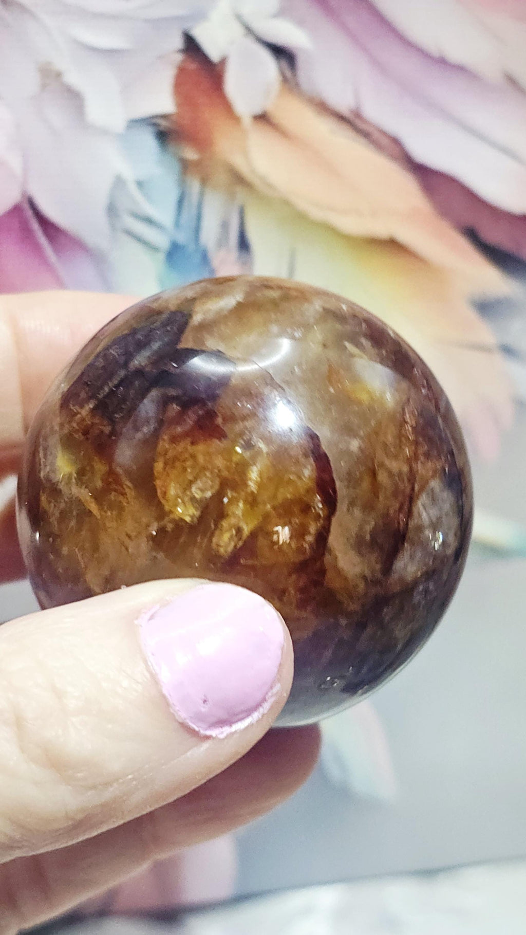 Golden Fire Quartz Sphere, Golden Healer Crystal, Rainbow Inclusion, Meditation Tool