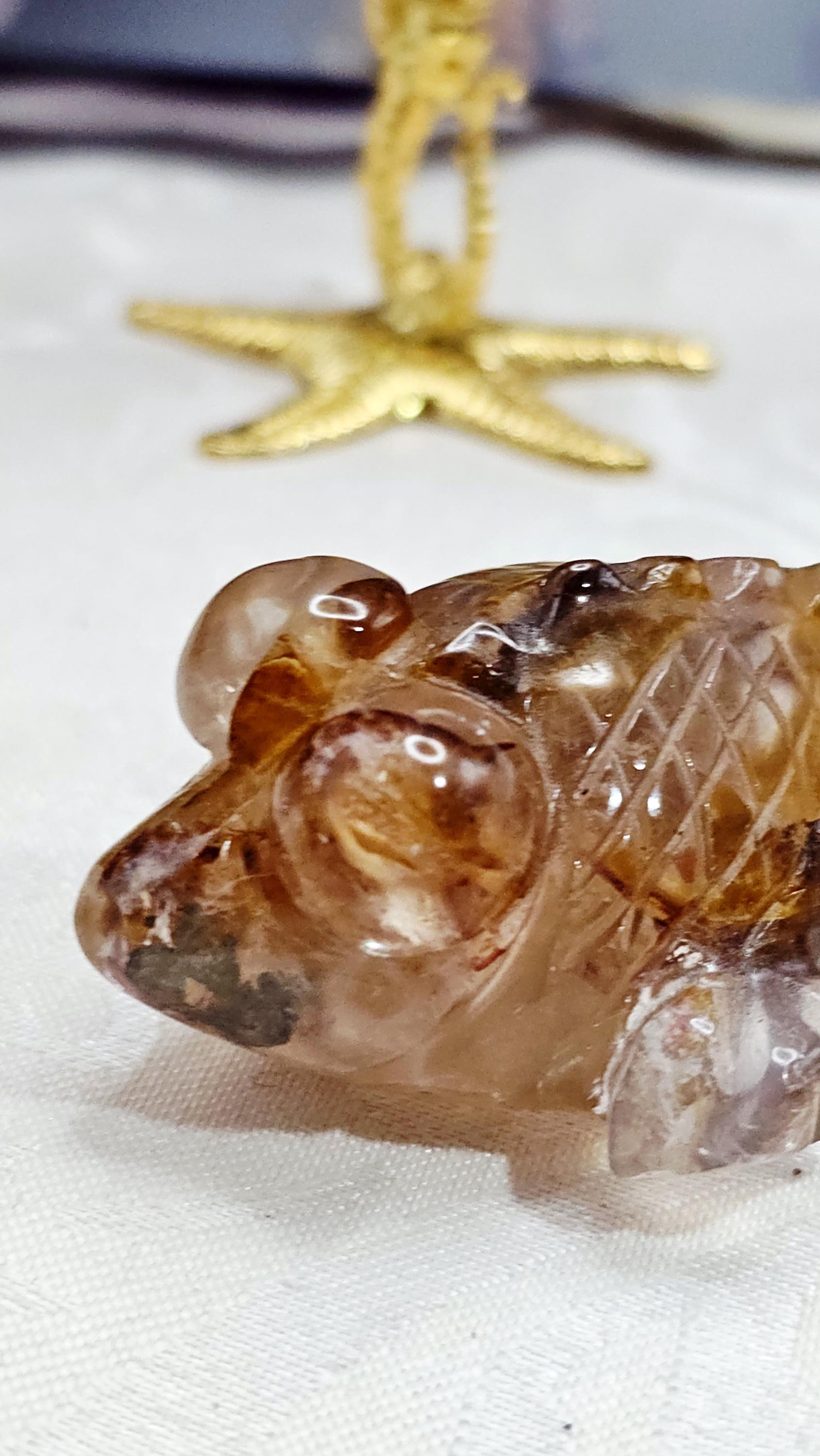 Golden Fire Quartz Fish, Golden Healer, Feng Shui Wealth Symbol, Home Decor, Meditation Tool