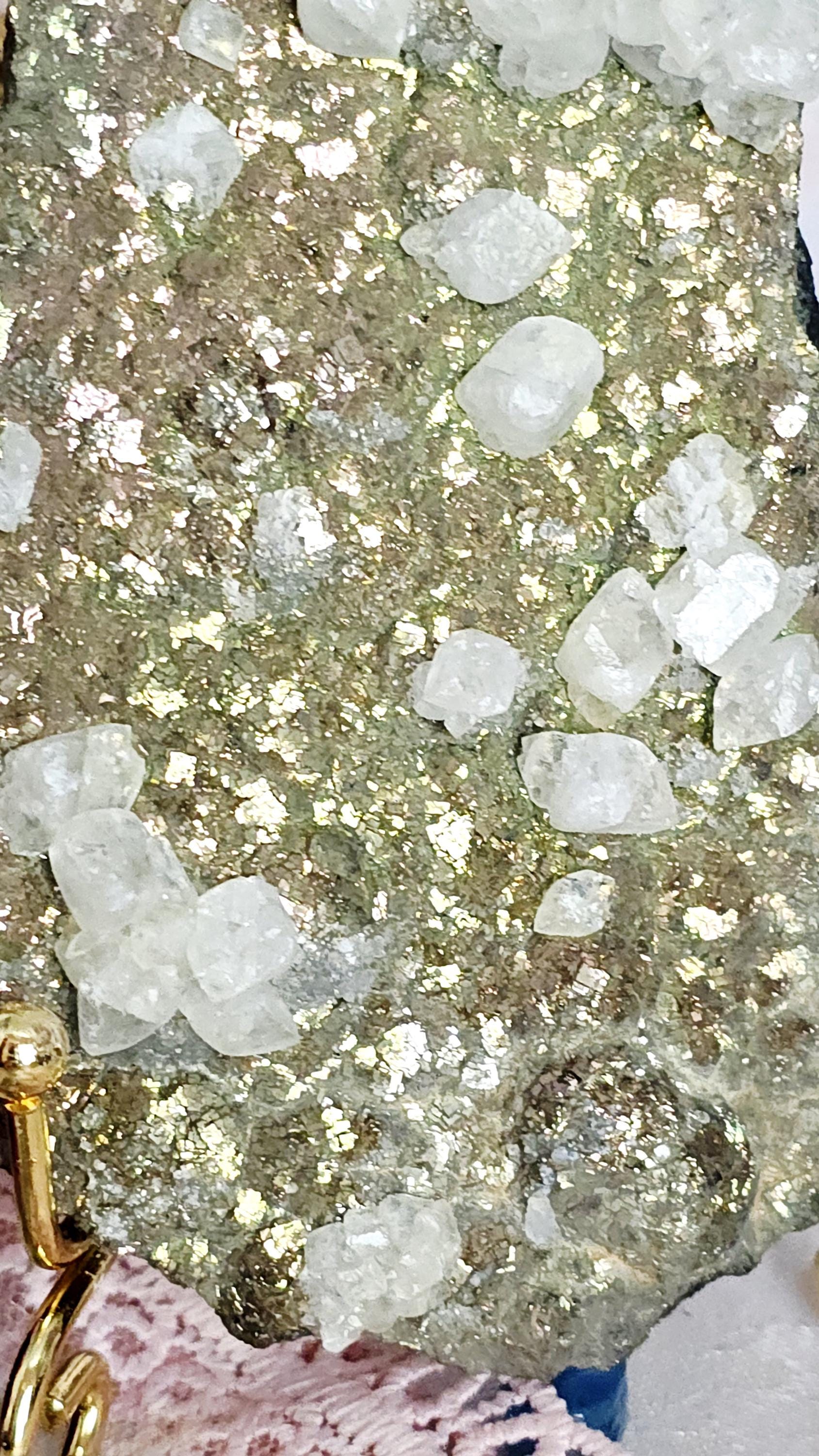 Chalcopyrite and Calcite Specimen, Crystal Gift,  Crystal Home Decor