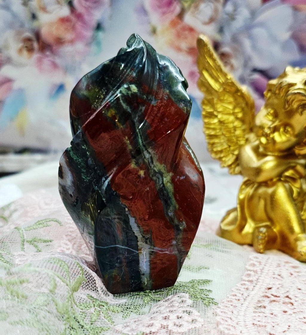 Ocean Jasper Unicorn Horn Flame, Home Decor, Gift