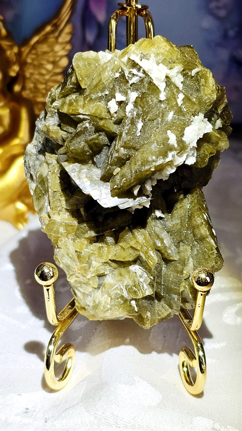 Green Barite, Calcite with Rainbows Specimen