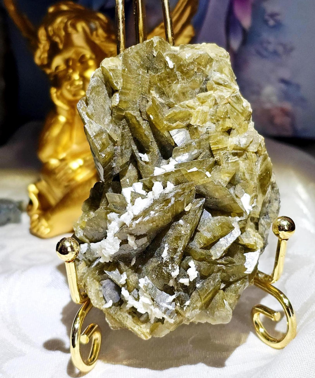 Green Barite, Calcite with Rainbows Specimen