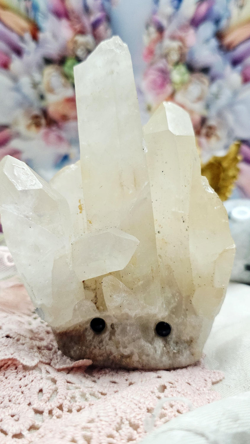 Large Clear Quartz Cluster Hedgie, Rock Pet, Crystal Buddy