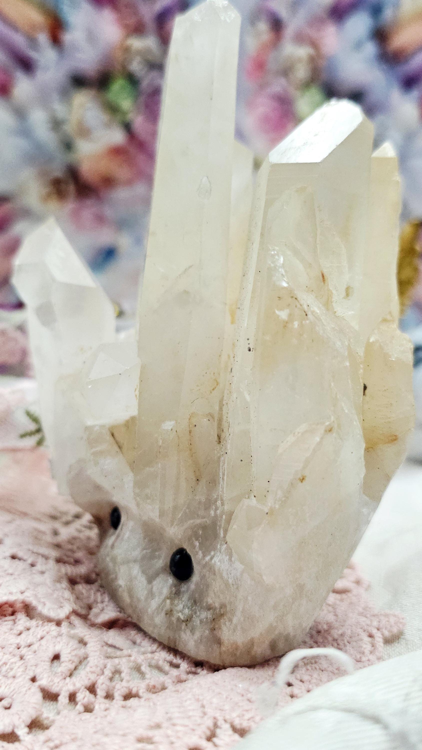 Large Clear Quartz Cluster Hedgie, Rock Pet, Crystal Buddy