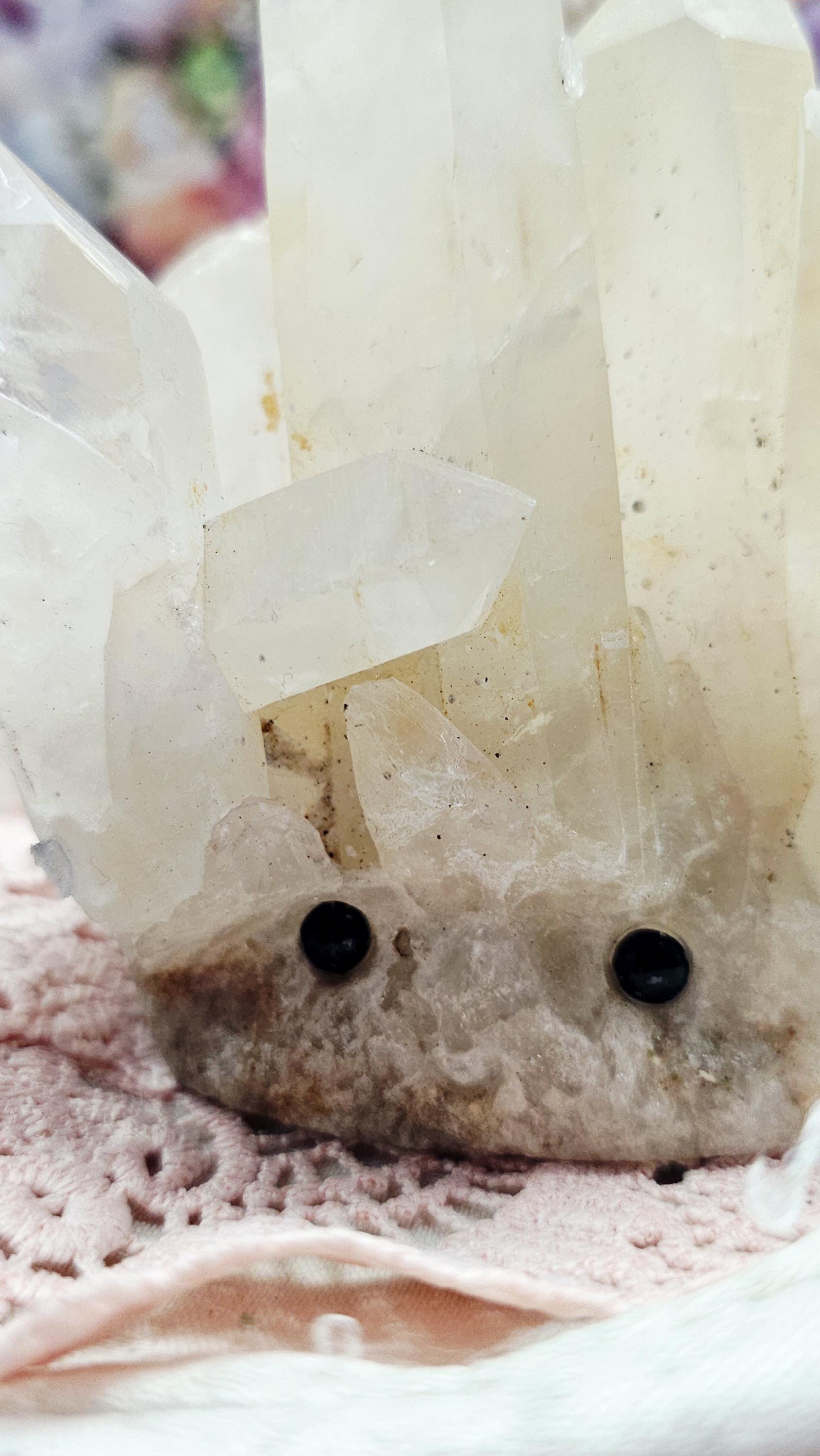 Large Clear Quartz Cluster Hedgie, Rock Pet, Crystal Buddy