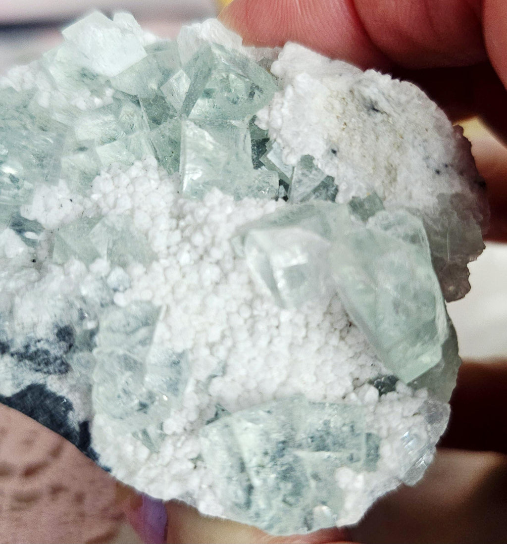 Fujian Fluorite Cube and Calcite Hedgie, Rock Pet, Crystal Buddy,  Reactive, Specimen