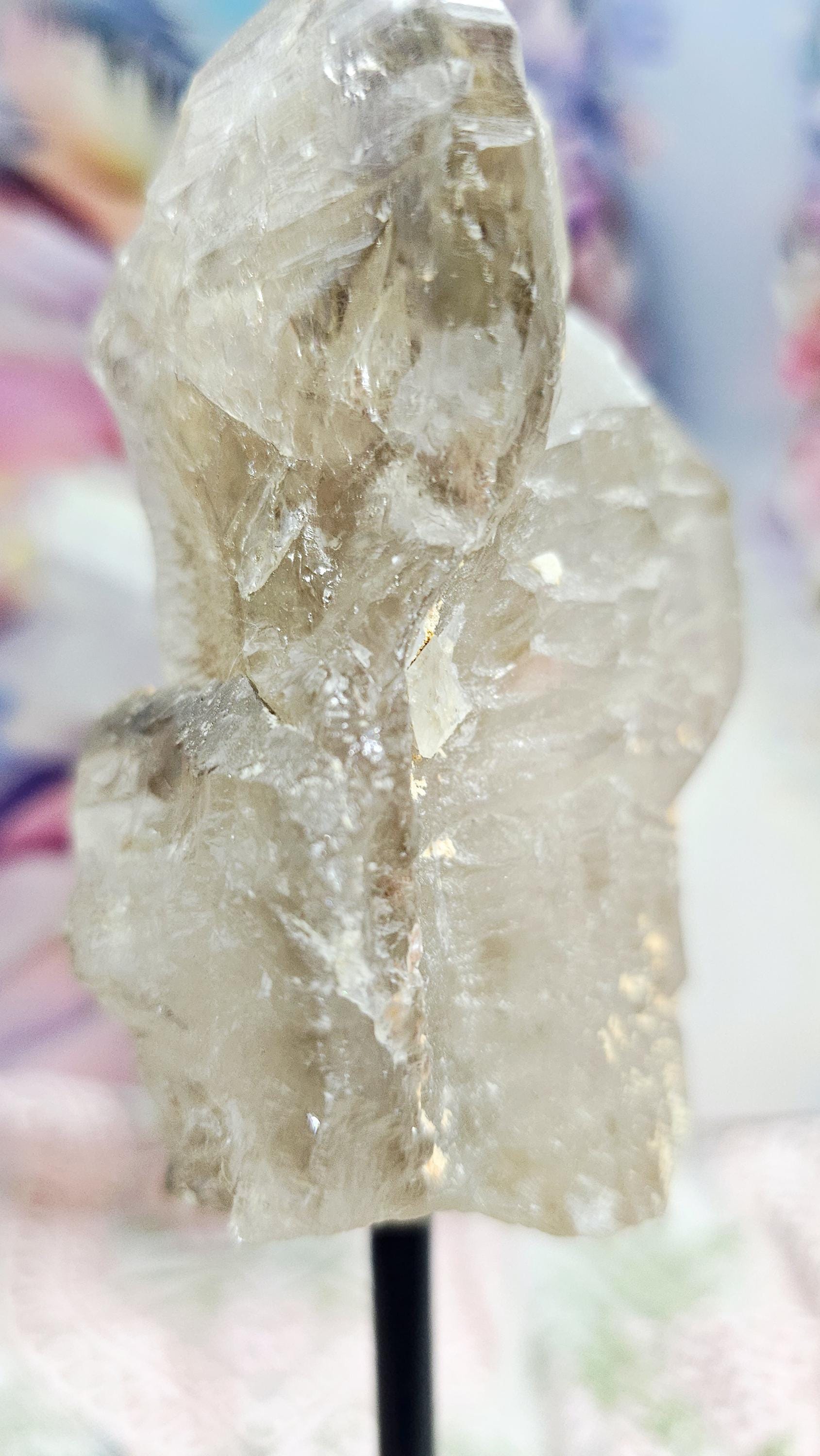 Skeletal Smoky Quartz Crystal, Elestial, Amphibole Inclusions, Brazil, Protection Stone