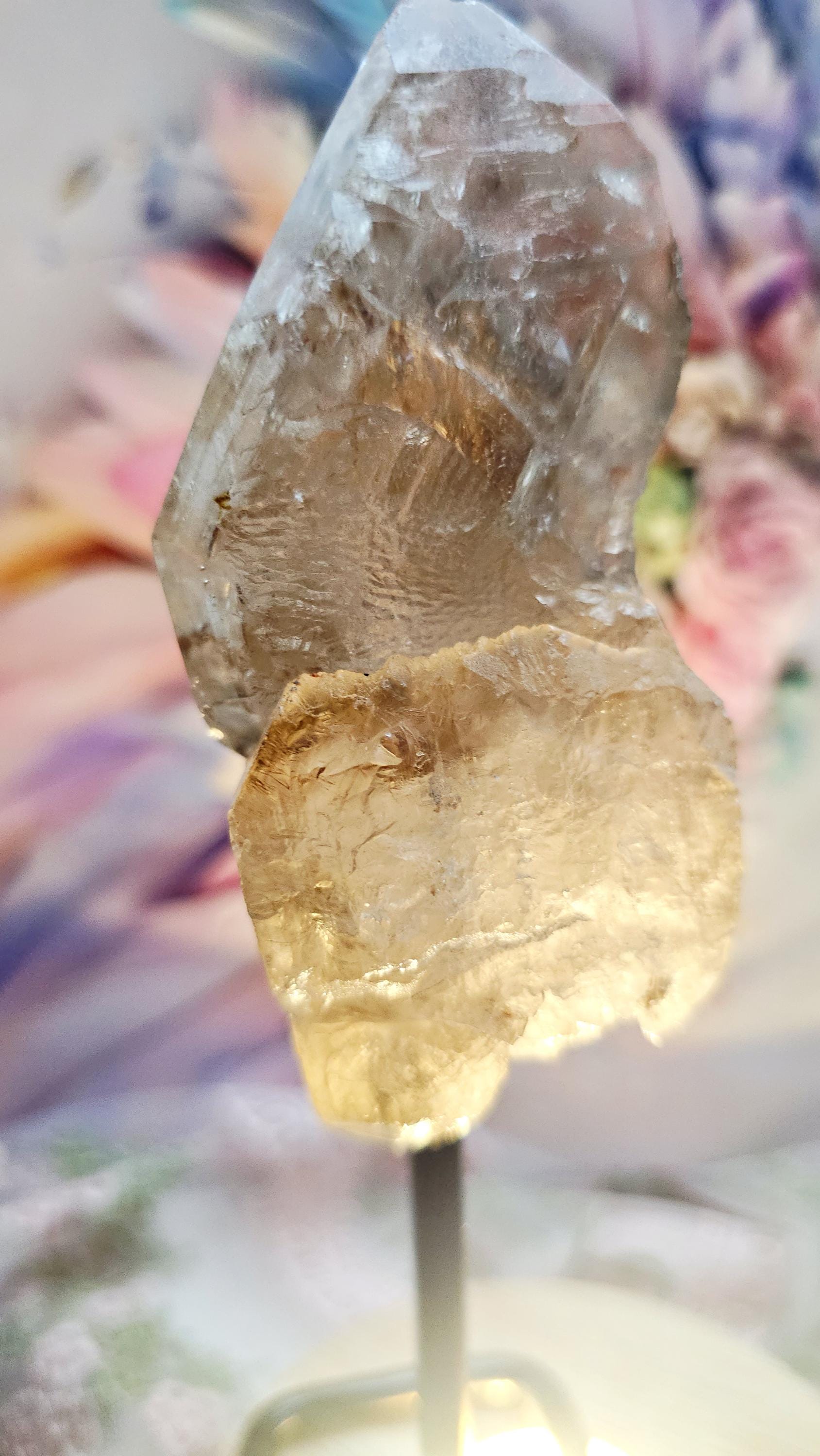 Skeletal Smoky Quartz Crystal, Elestial, Amphibole Inclusions, Brazil, Protection Stone