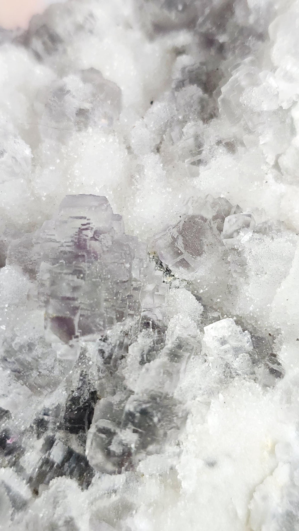 Fujian Sparkling Sugar Fluorite Specimen, Green and Purple Crystal with Calcite