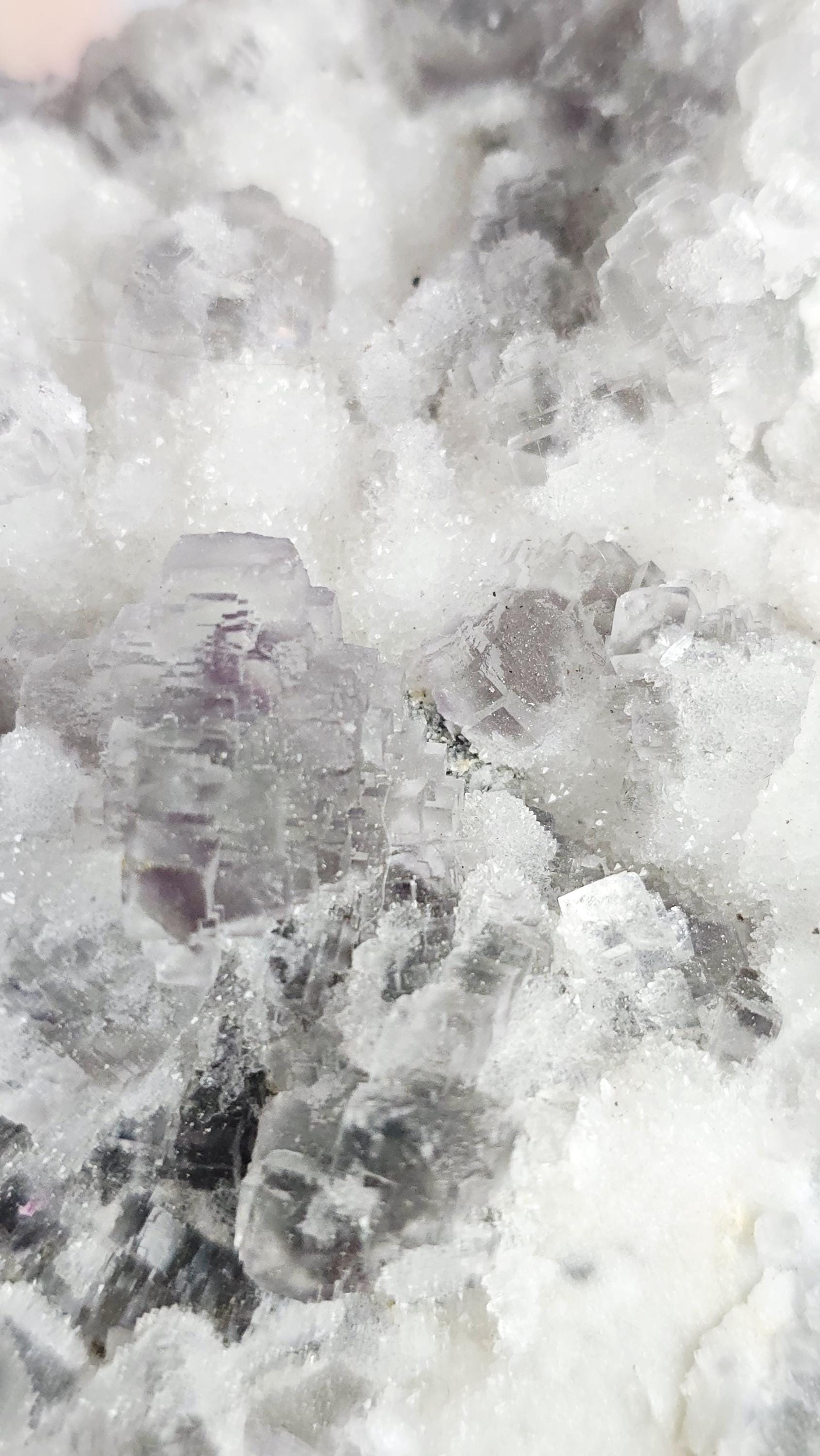 Fujian Sparkling Sugar Fluorite Specimen, Green and Purple Crystal with Calcite