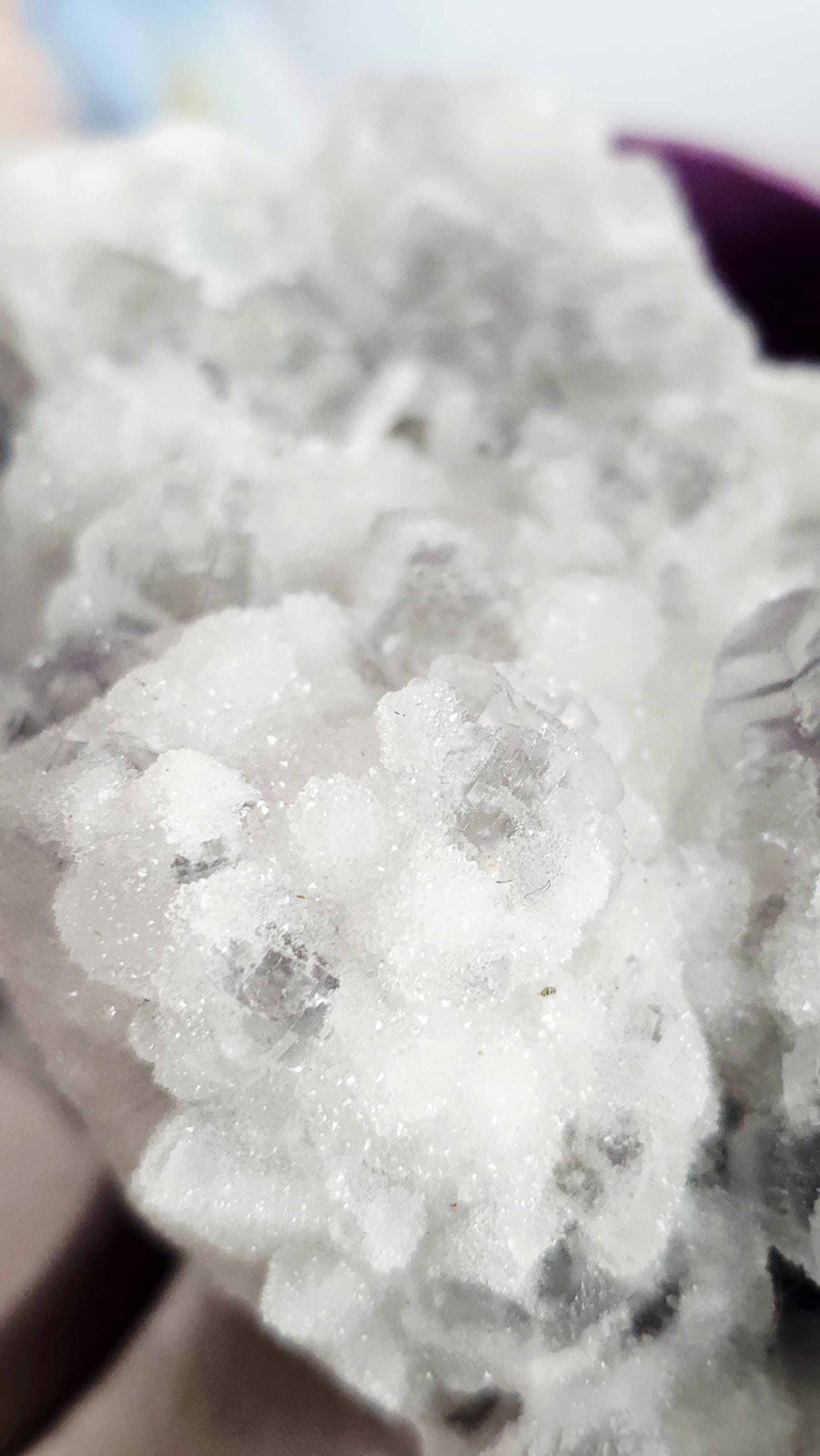 Fujian Sparkling Sugar Fluorite Specimen, Green and Purple Crystal with Calcite