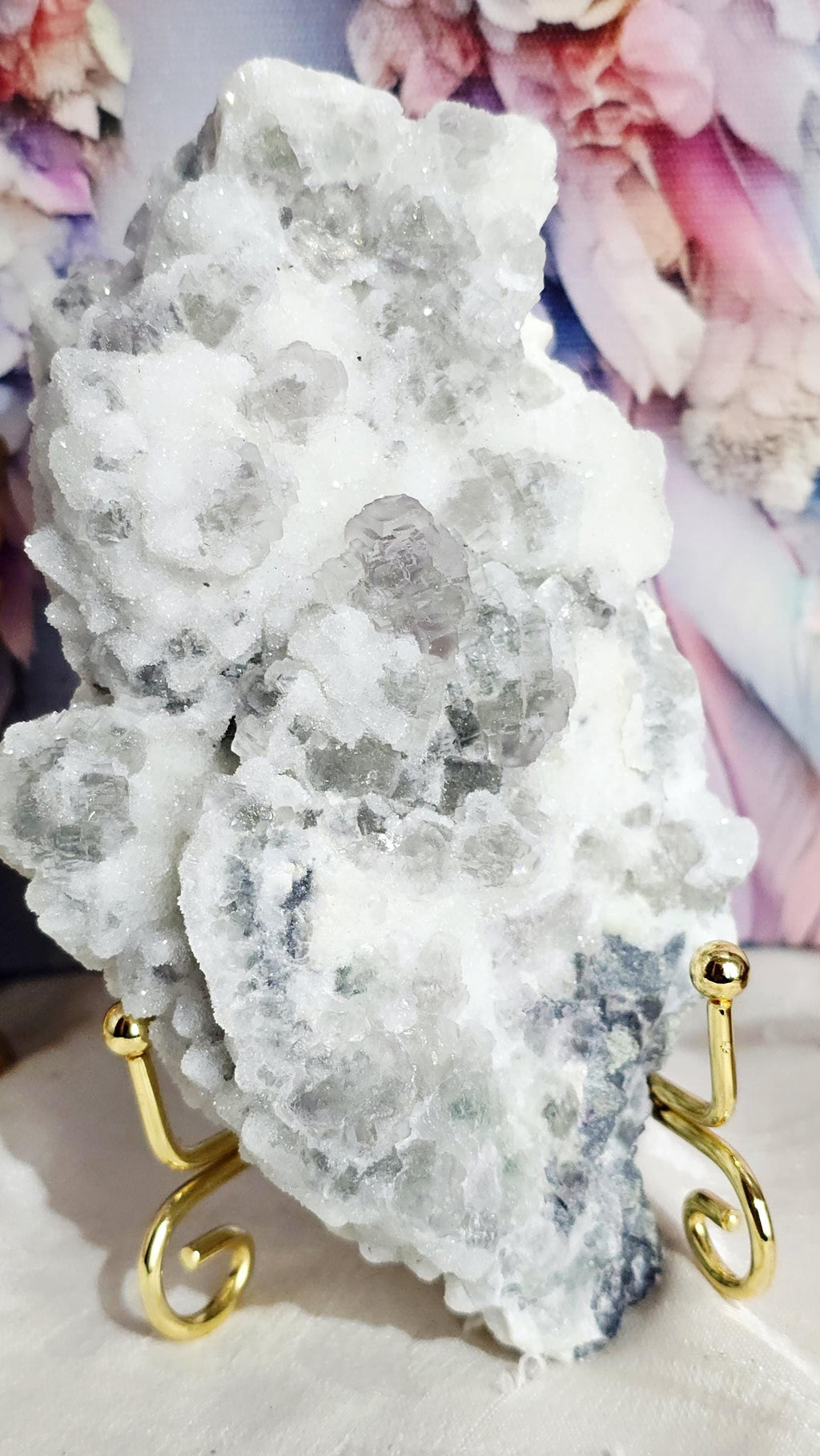 Fujian Sparkling Sugar Fluorite Specimen, Green and Purple Crystal with Calcite