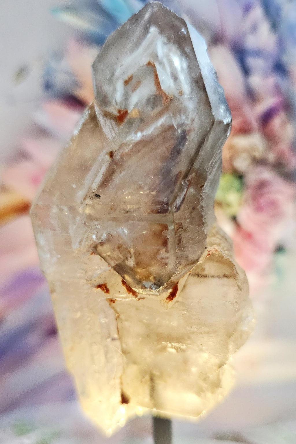 Skeletal Smoky Quartz Crystal, Elestial, Amphibole Inclusions, Brazil, Protection Stone