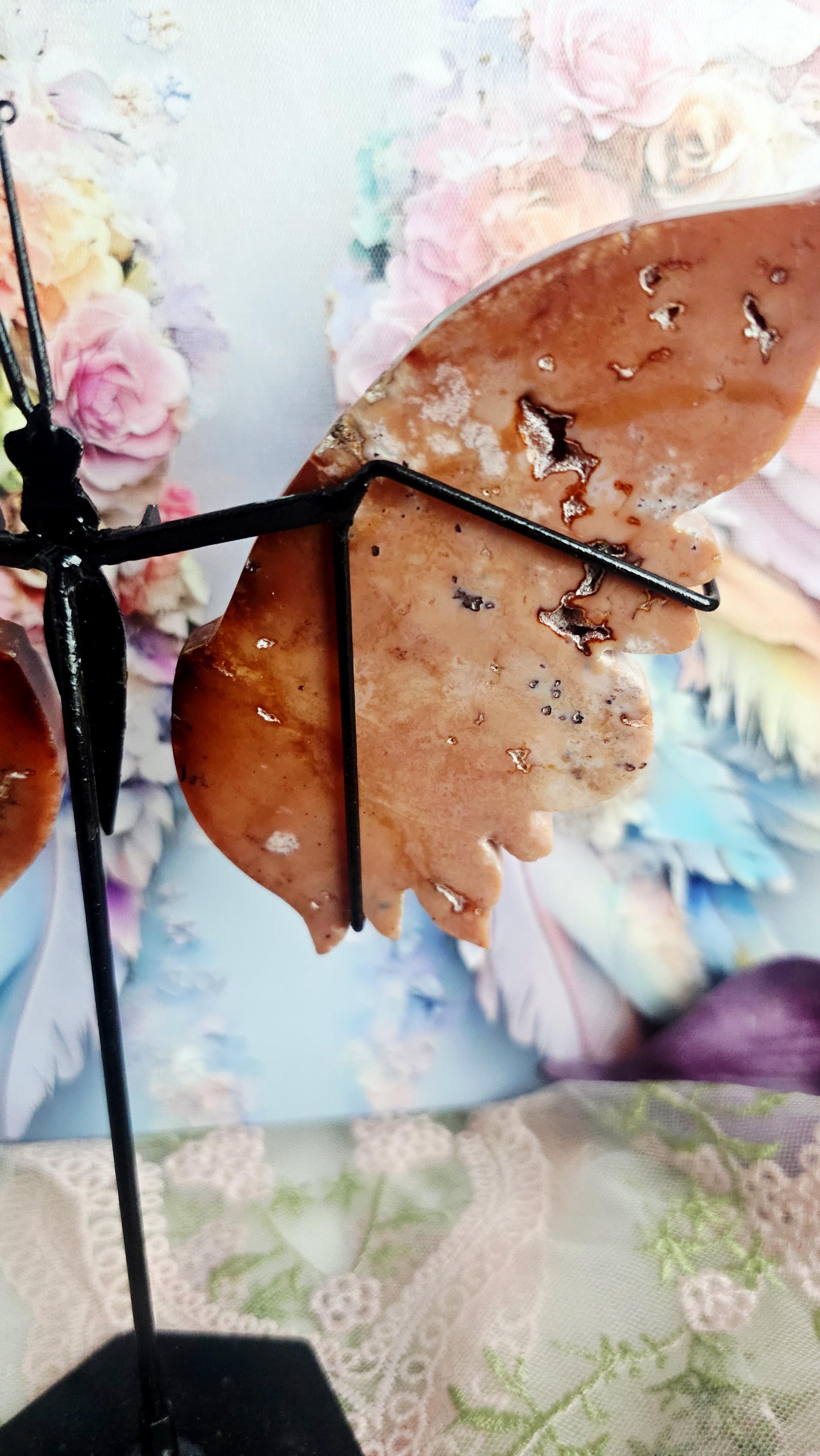 Carnelian Wings on a Stand, Crystal Home Decor, Gift