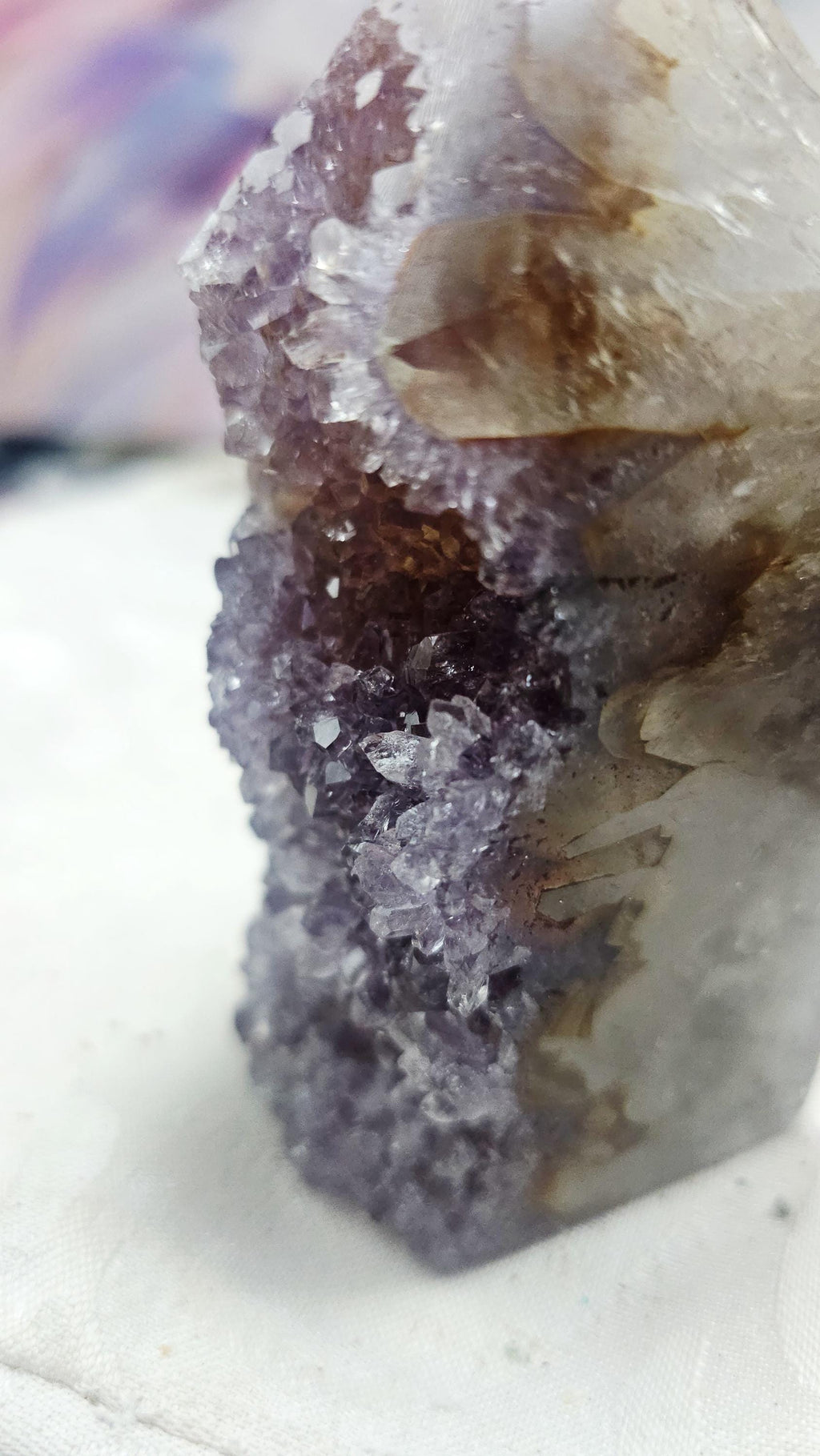 Amethyst Golden Healer Tower with Chalcedony Tower, Home Decor, Gift