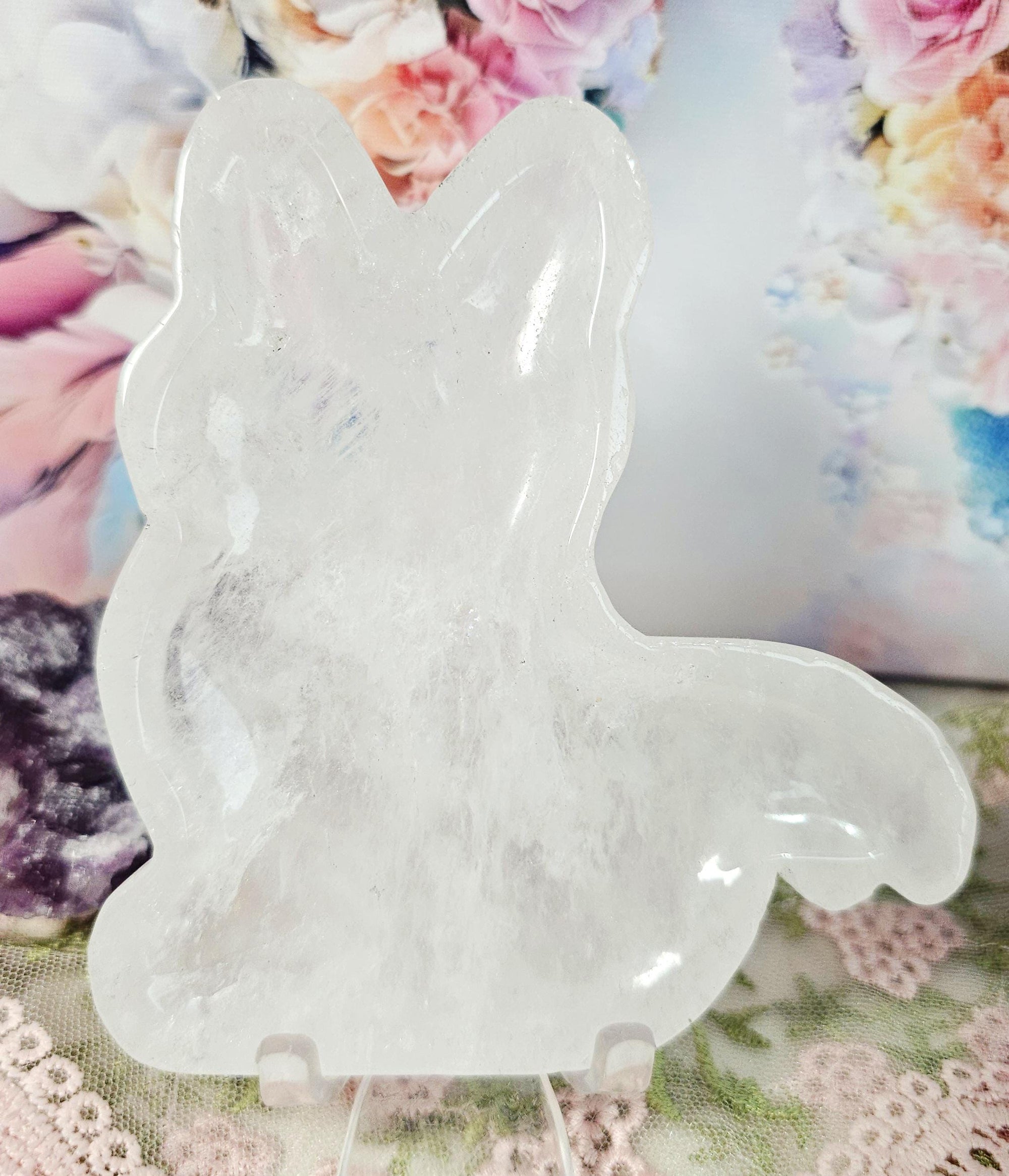 Clear Quartz Cat Bowl, Home Decor, Cat