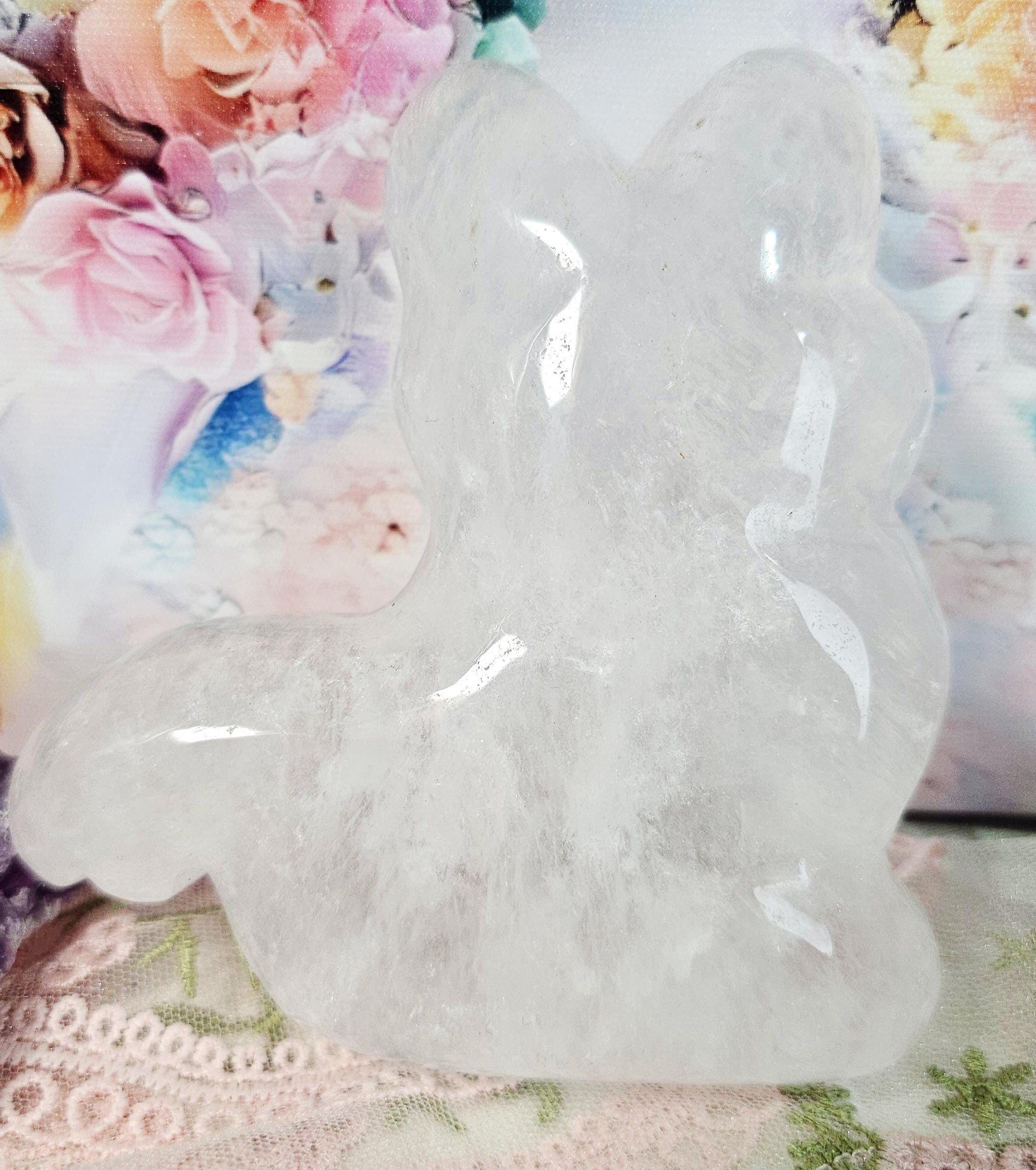 Clear Quartz Cat Bowl, Home Decor, Cat